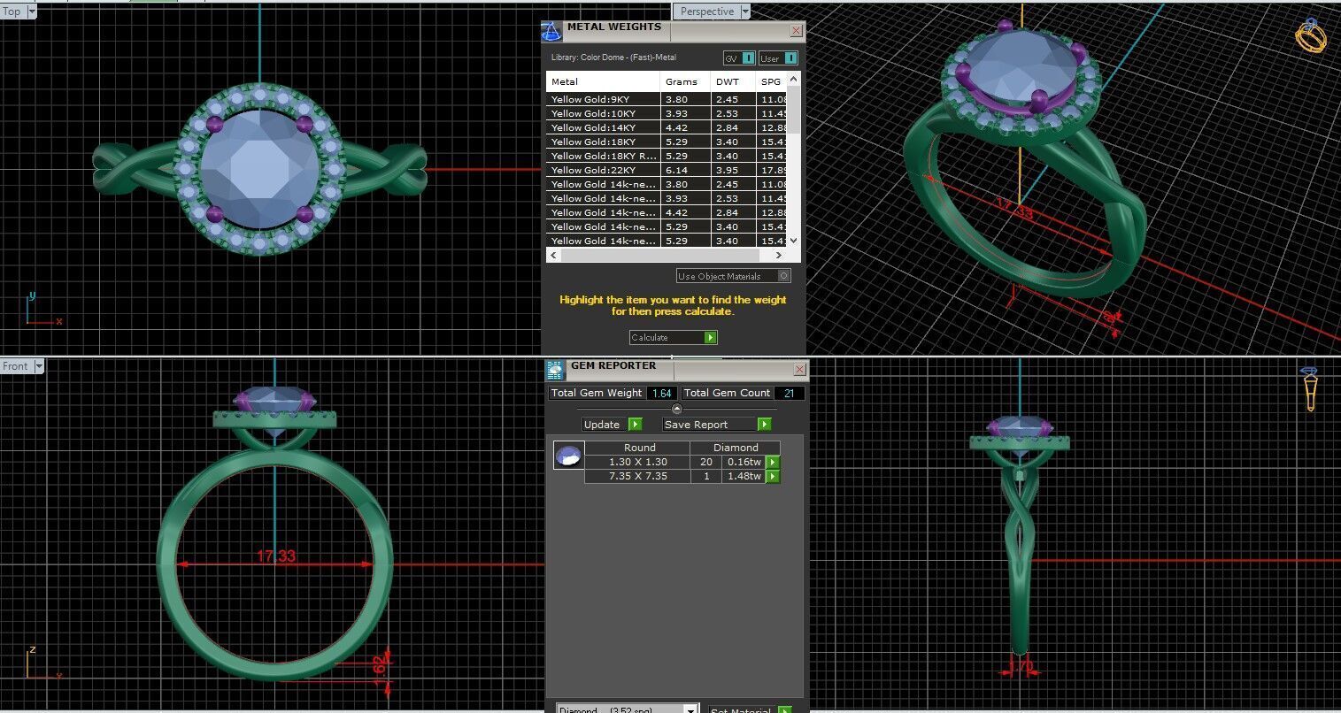 Round Diamond Halo Setting Solitaire Ring  3D print model_25