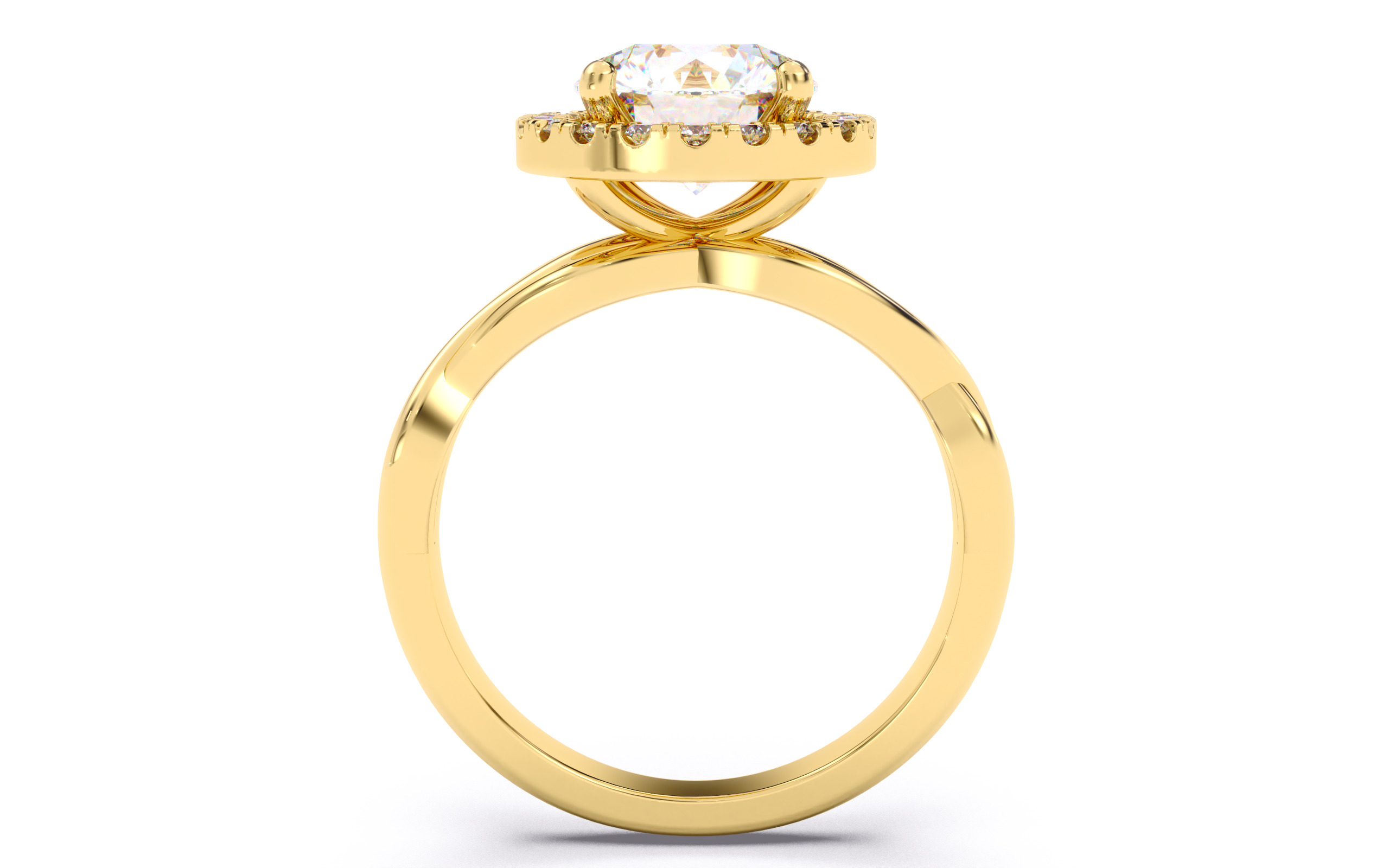 Round Diamond Halo Setting Solitaire Ring  3D print model_11