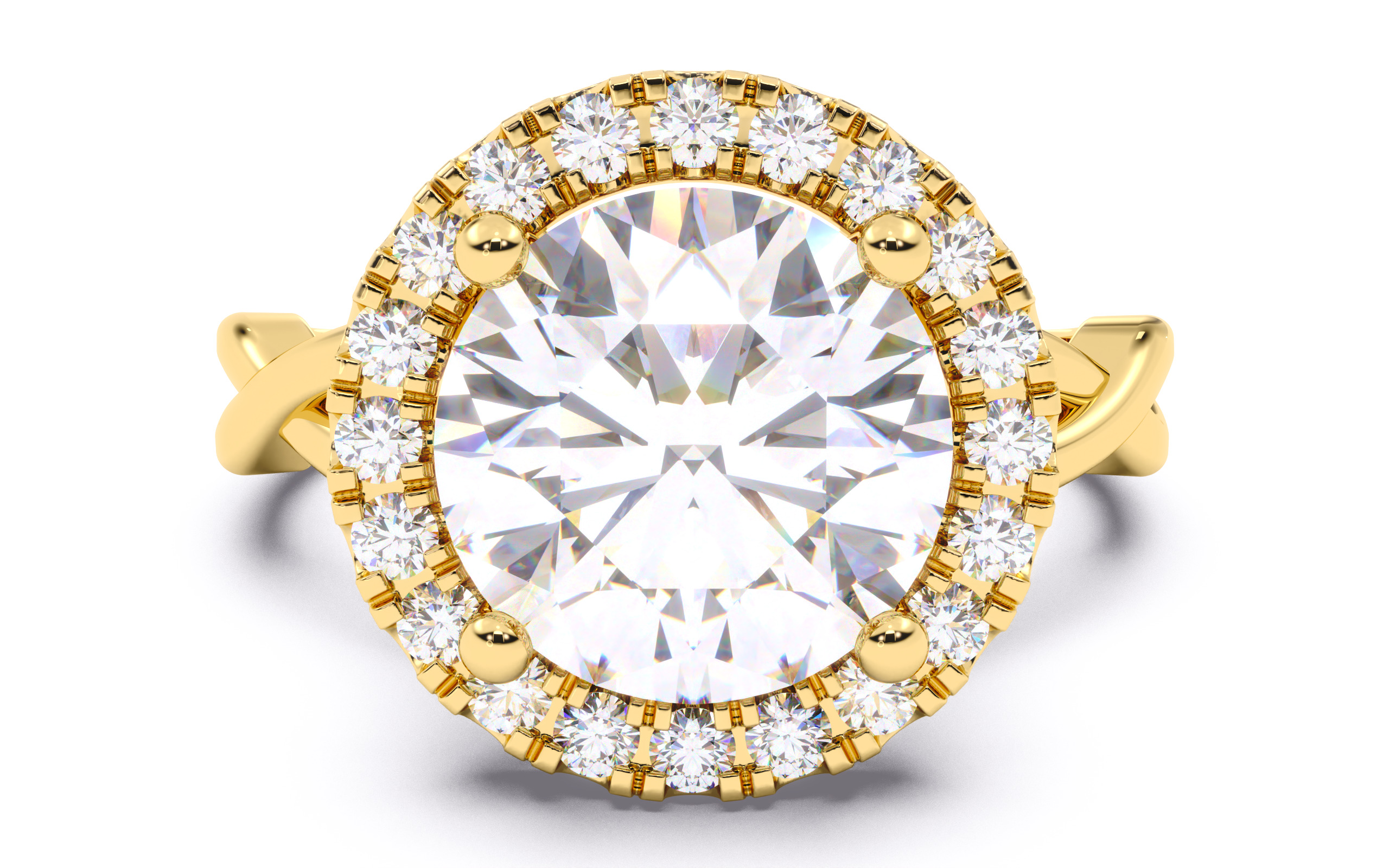 Round Diamond Halo Setting Solitaire Ring  3D print model_14
