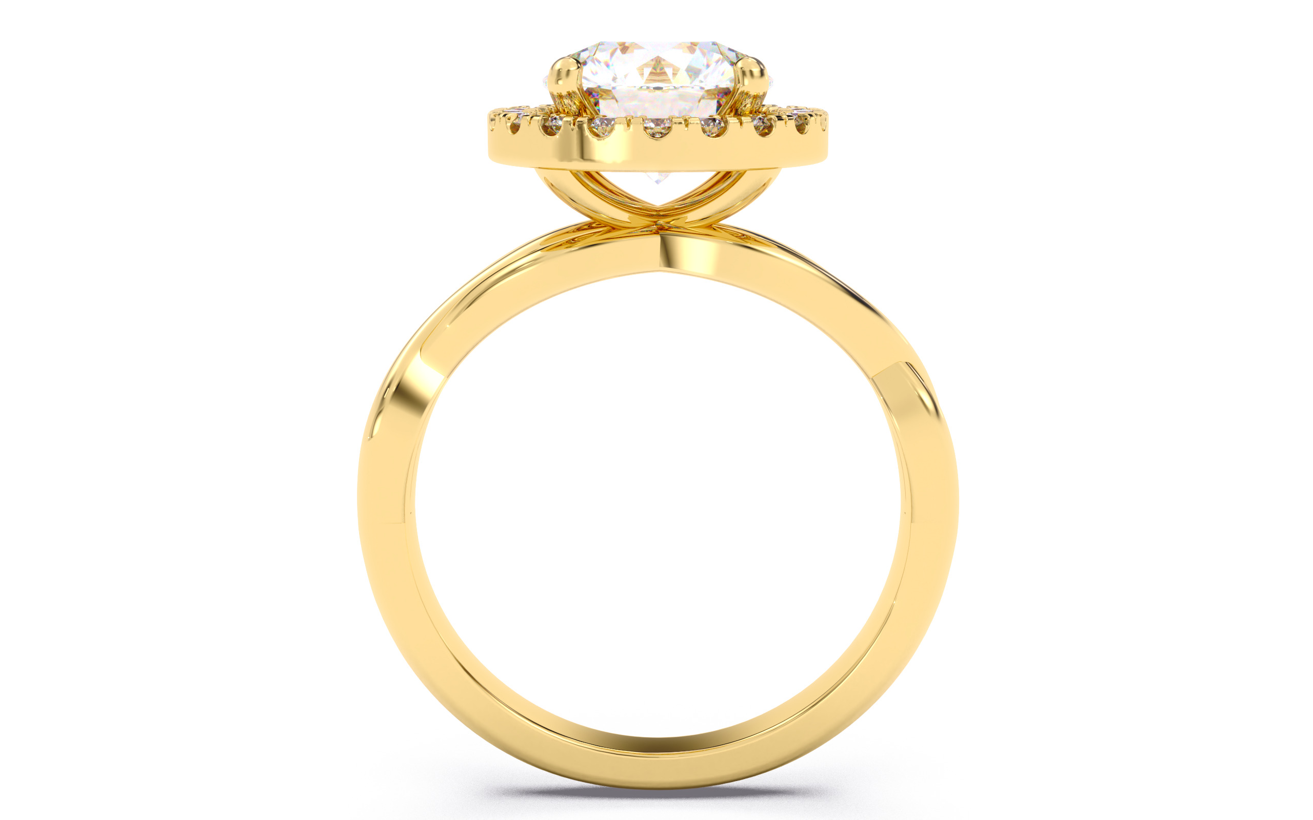 Round Diamond Halo Setting Solitaire Ring  3D print model_10