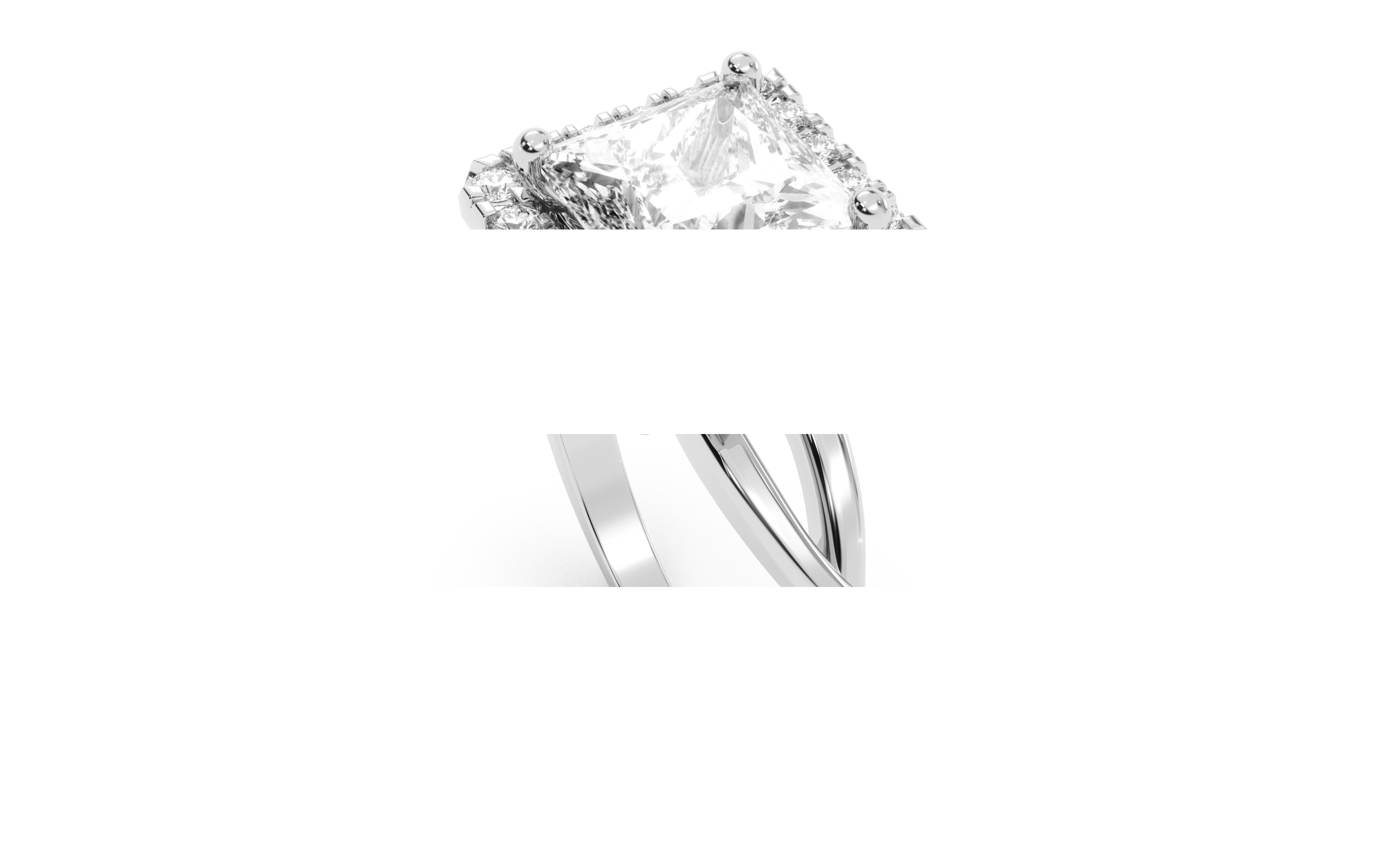 Princess Diamond Halo Setting Solitaire Ring  3D print model_5