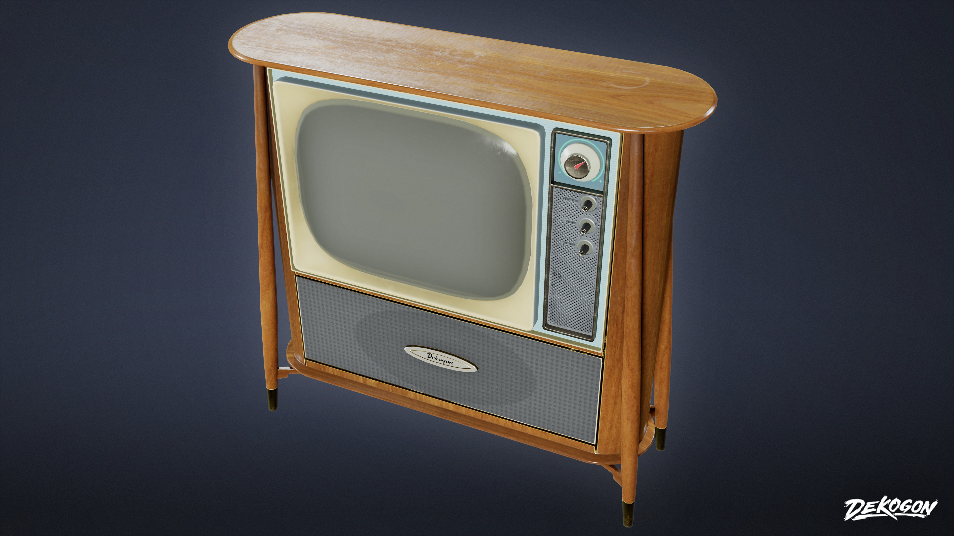 MIDCENTURY - Television 10 - LOW POLY Low-poly 3D model_4