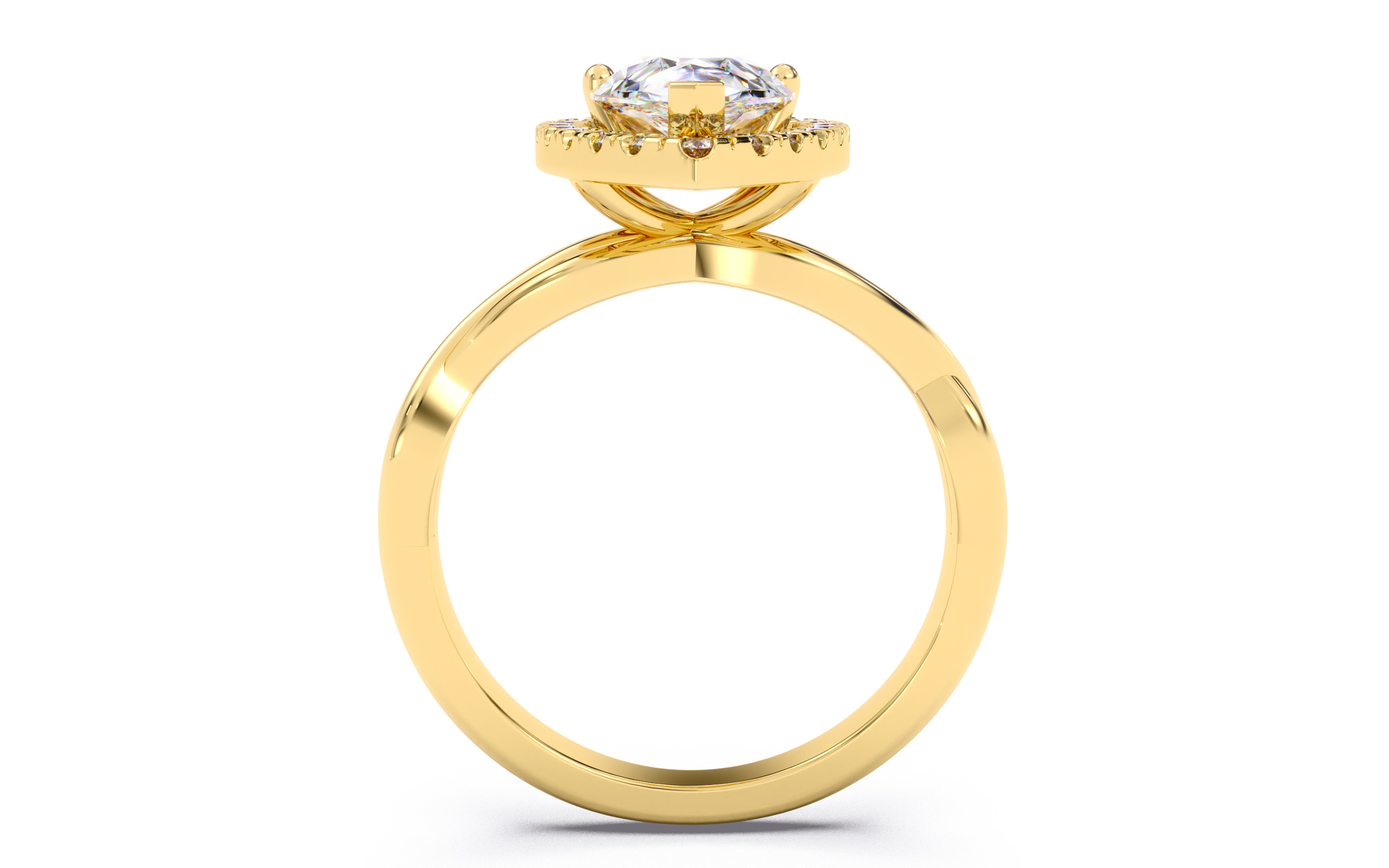 Pear Diamond Halo Setting Solitaire Ring 3D print model_10