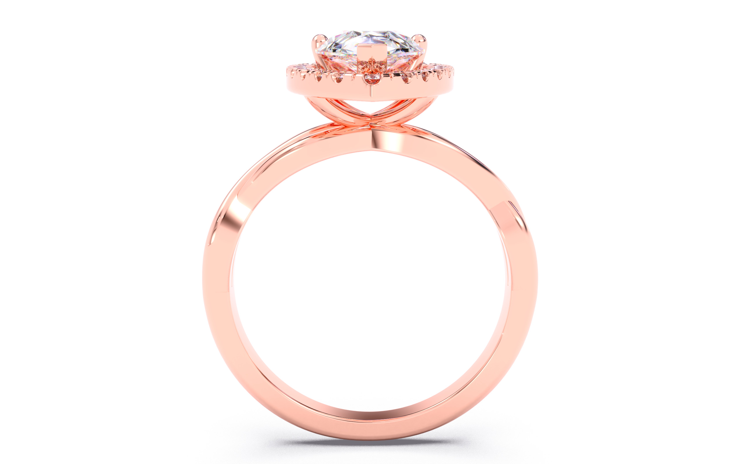 Pear Diamond Halo Setting Solitaire Ring 3D print model_6