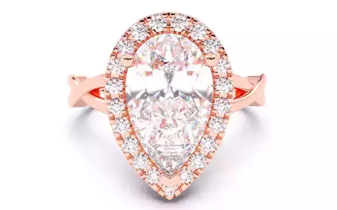 Pear Diamond Halo Setting Solitaire Ring  3D print model