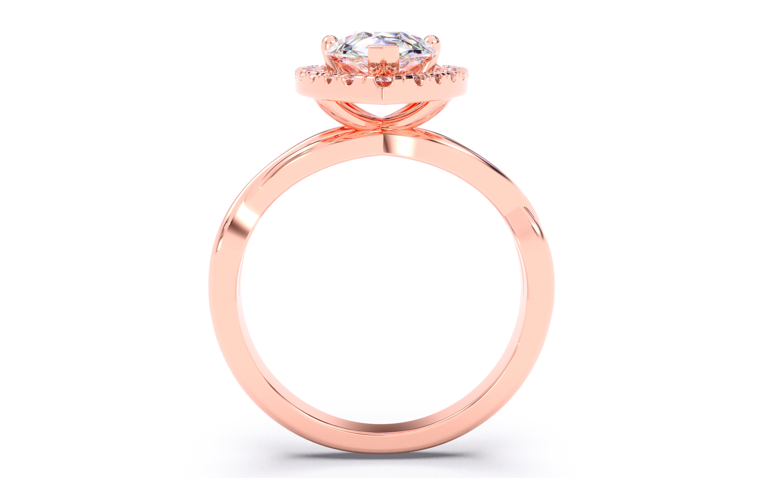 Pear Diamond Halo Setting Solitaire Ring 3D print model_7