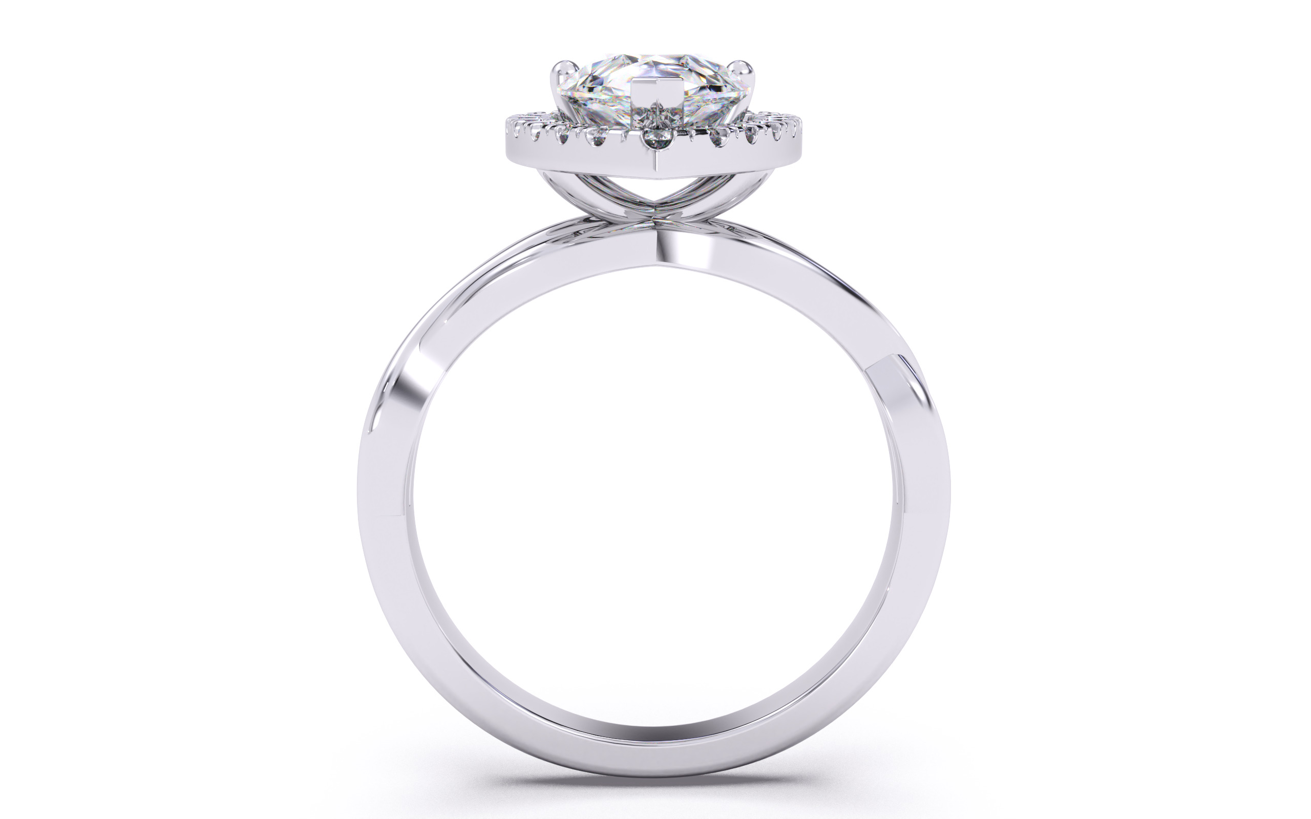Pear Diamond Halo Setting Solitaire Ring 3D print model_9