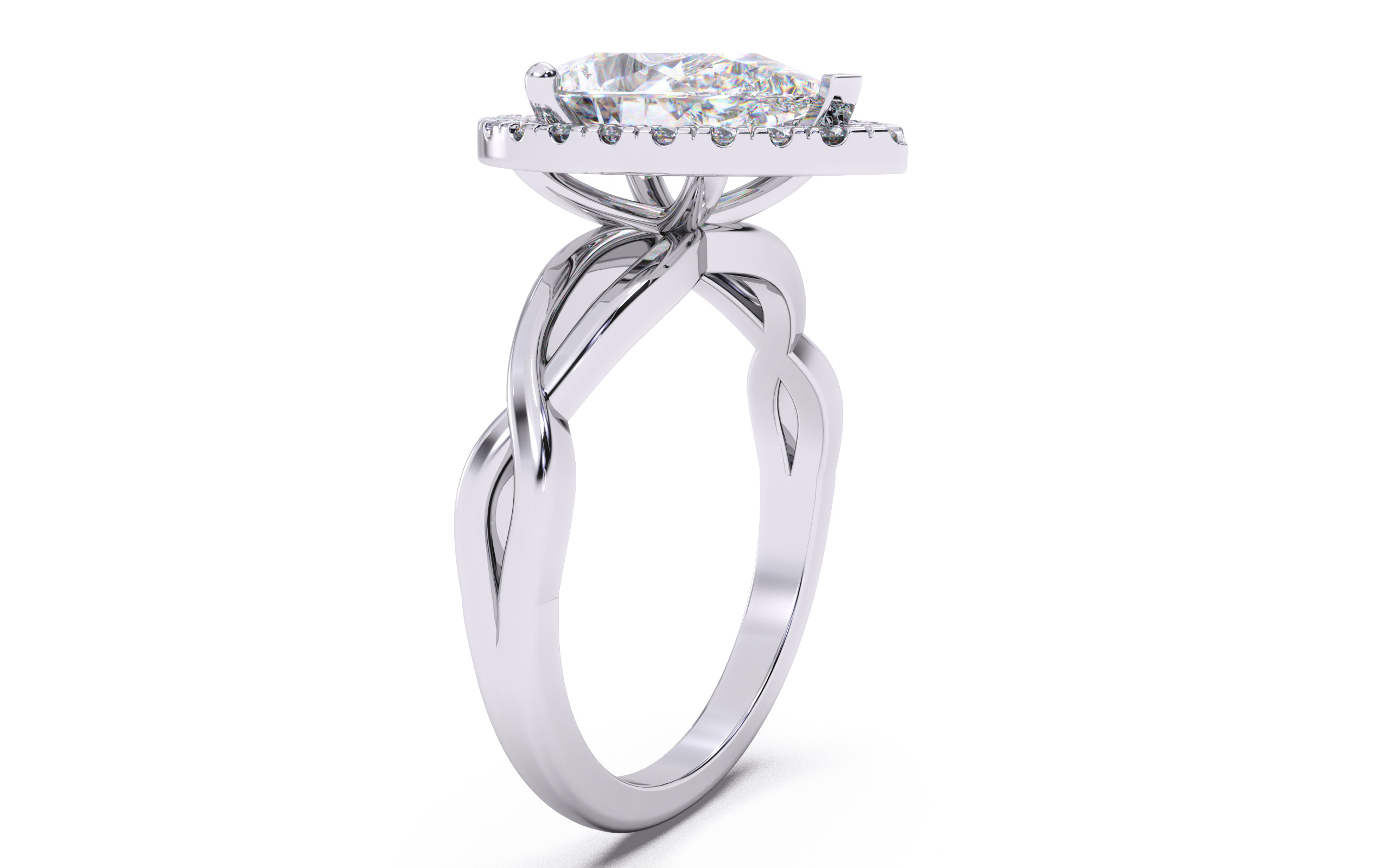 Pear Diamond Halo Setting Solitaire Ring 3D print model_18