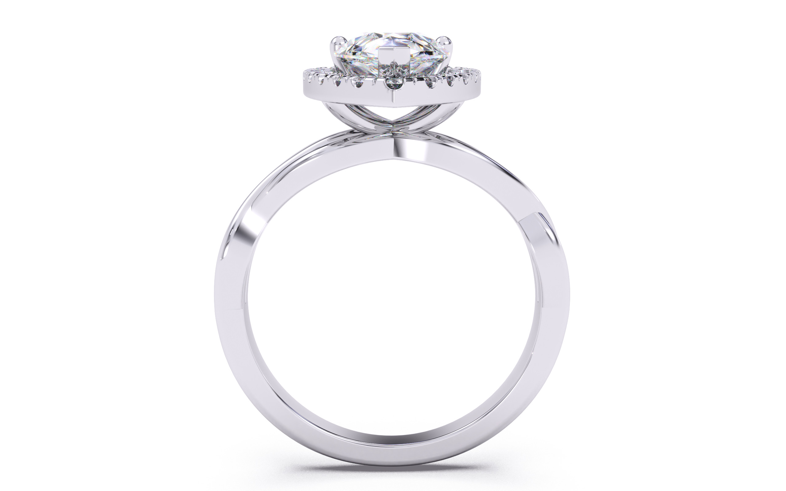 Pear Diamond Halo Setting Solitaire Ring 3D print model_8