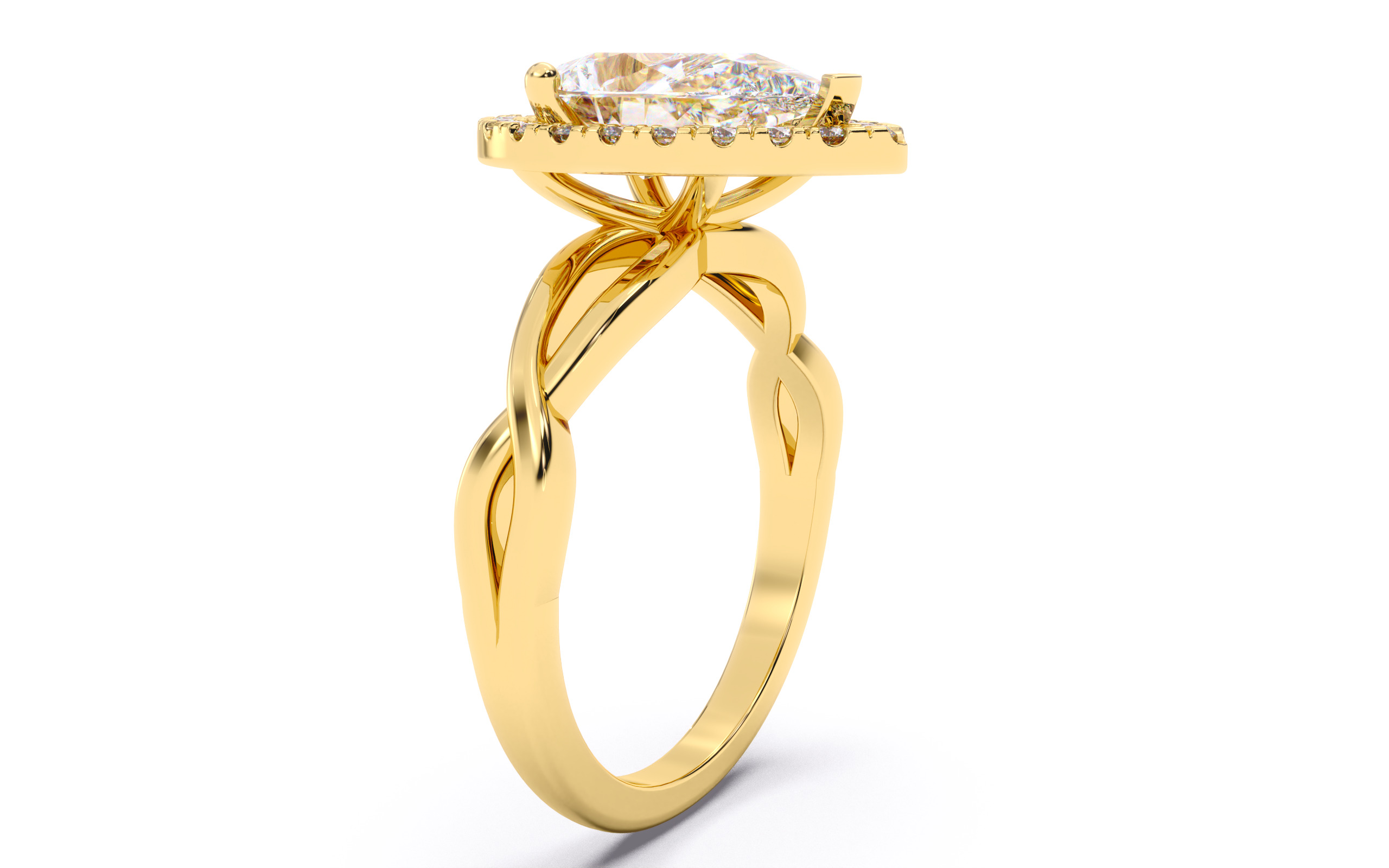 Pear Diamond Halo Setting Solitaire Ring 3D print model_21