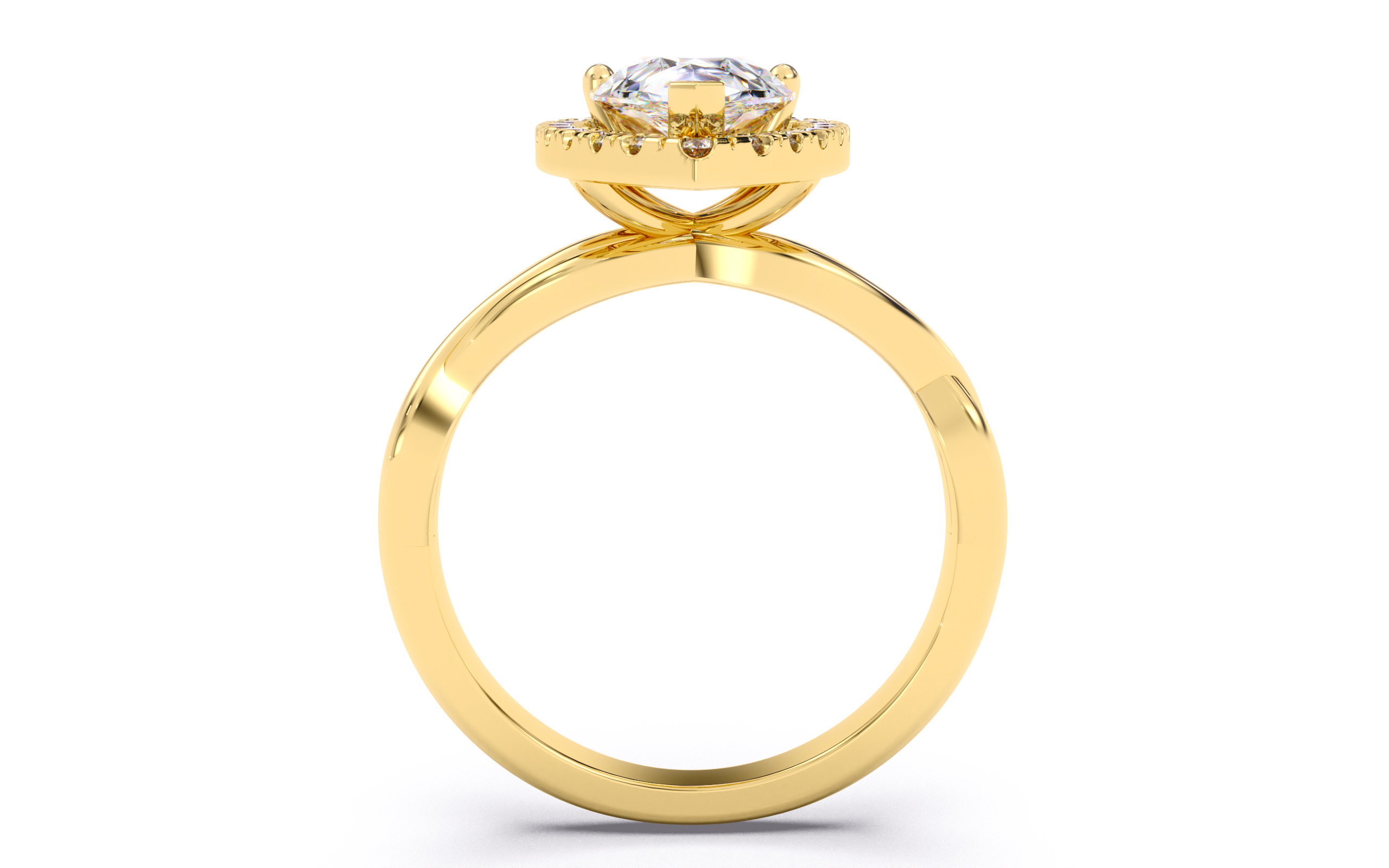 Pear Diamond Halo Setting Solitaire Ring 3D print model_11