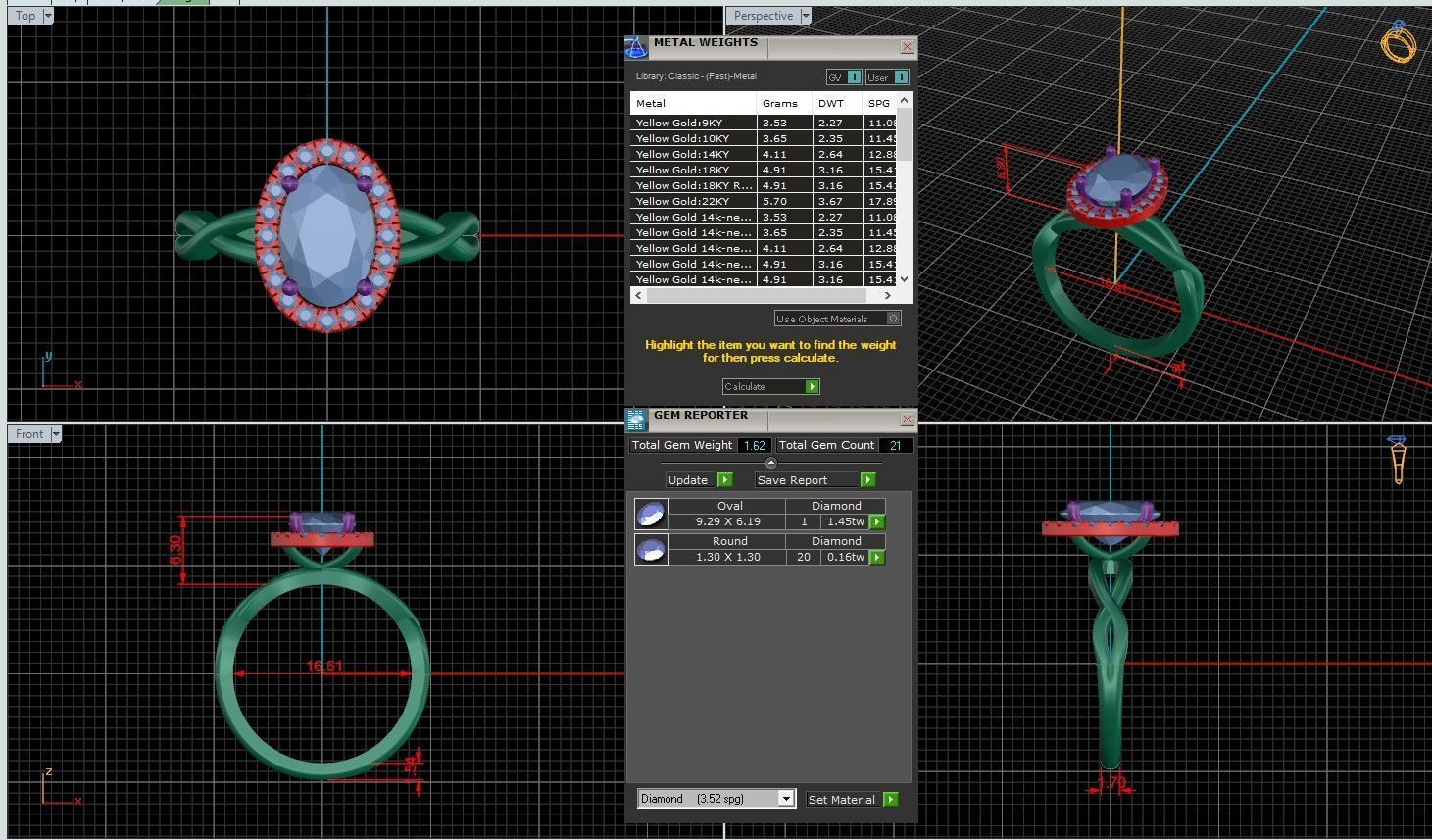Oval Diamond Halo Setting Solitaire Ring 3D print model_1