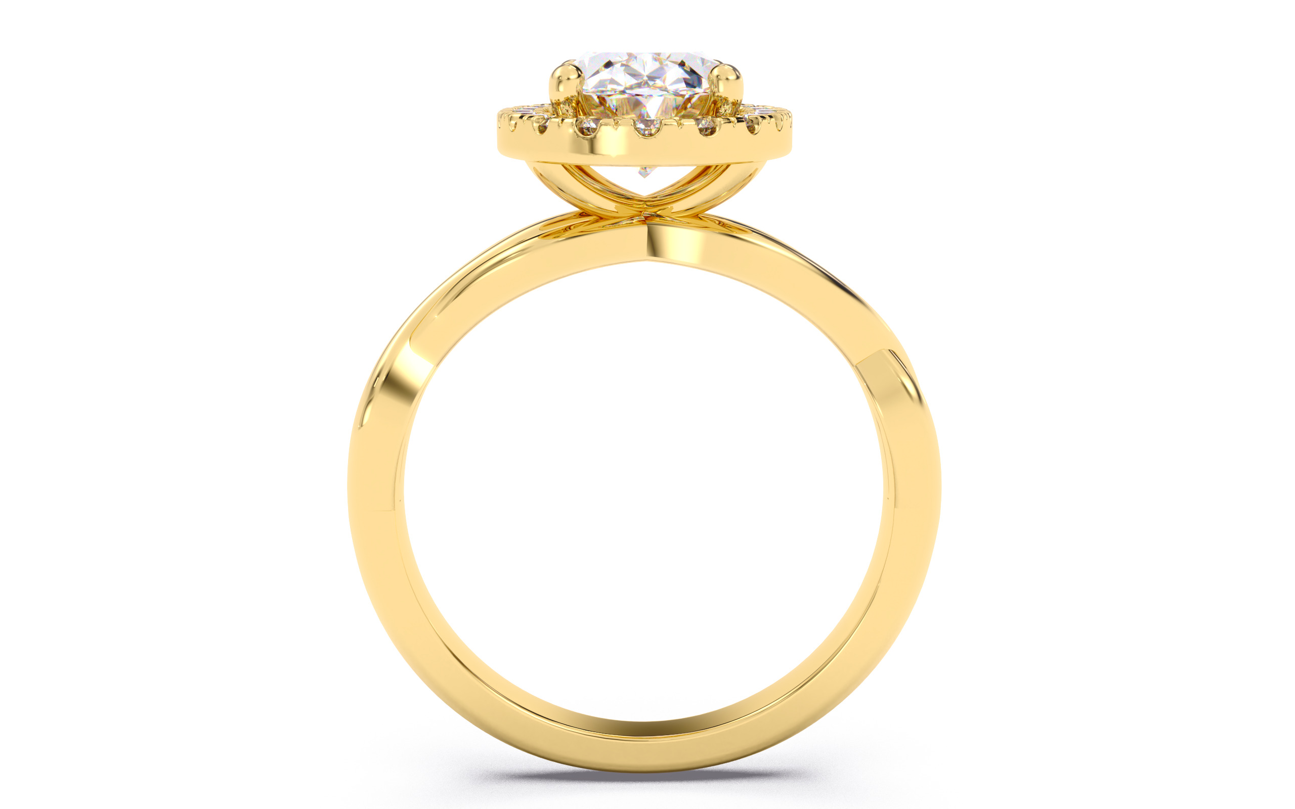Oval Diamond Halo Setting Solitaire Ring 3D print model_10