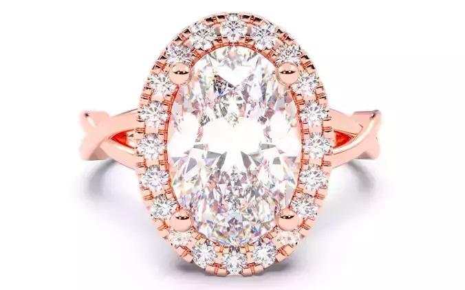 Oval Diamond Halo Setting Solitaire Ring  3D print model