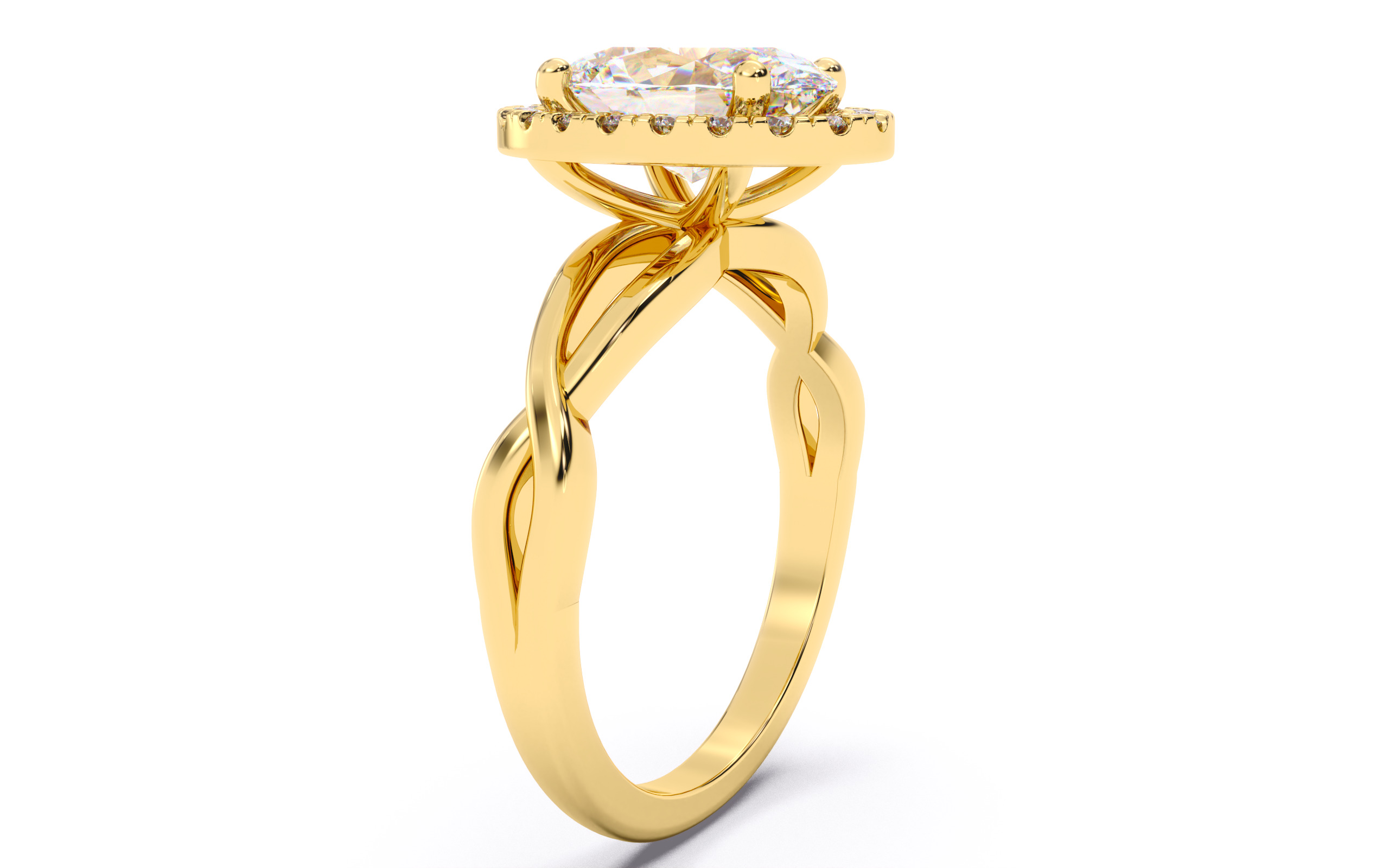 Oval Diamond Halo Setting Solitaire Ring 3D print model_21