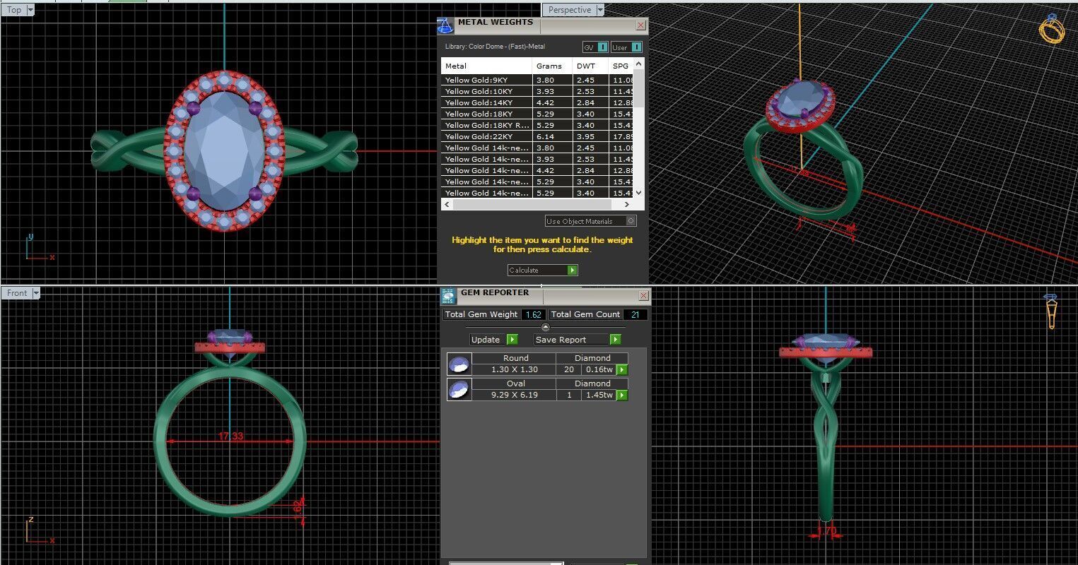 Oval Diamond Halo Setting Solitaire Ring 3D print model_25