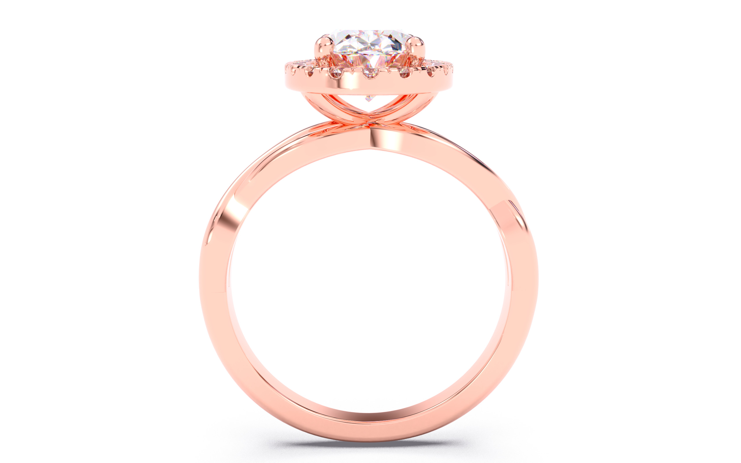 Oval Diamond Halo Setting Solitaire Ring 3D print model_6