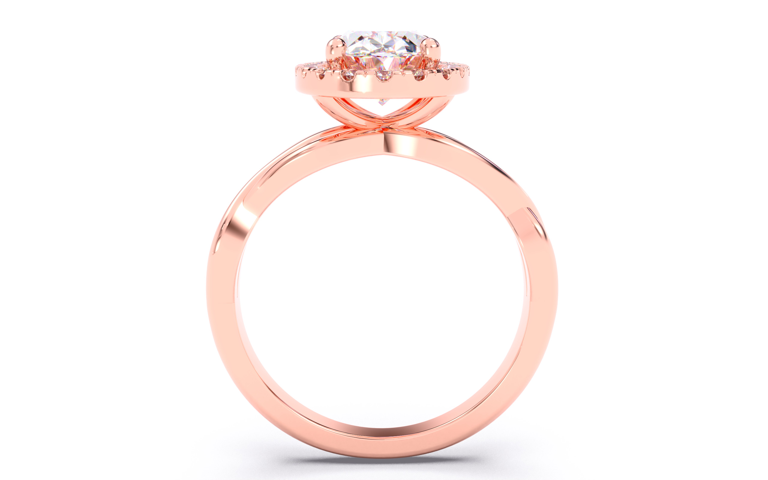 Oval Diamond Halo Setting Solitaire Ring 3D print model_7