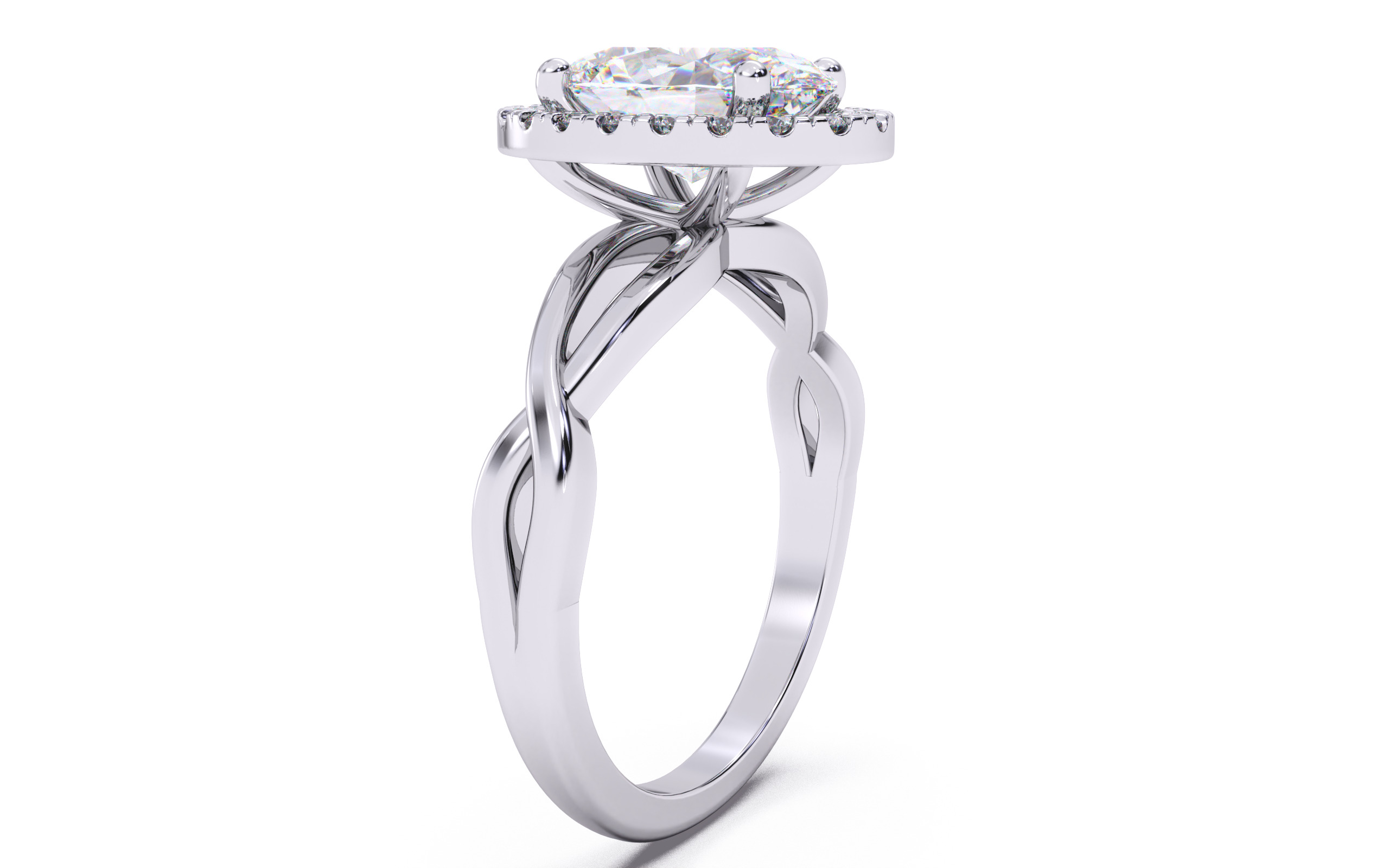 Oval Diamond Halo Setting Solitaire Ring 3D print model_18