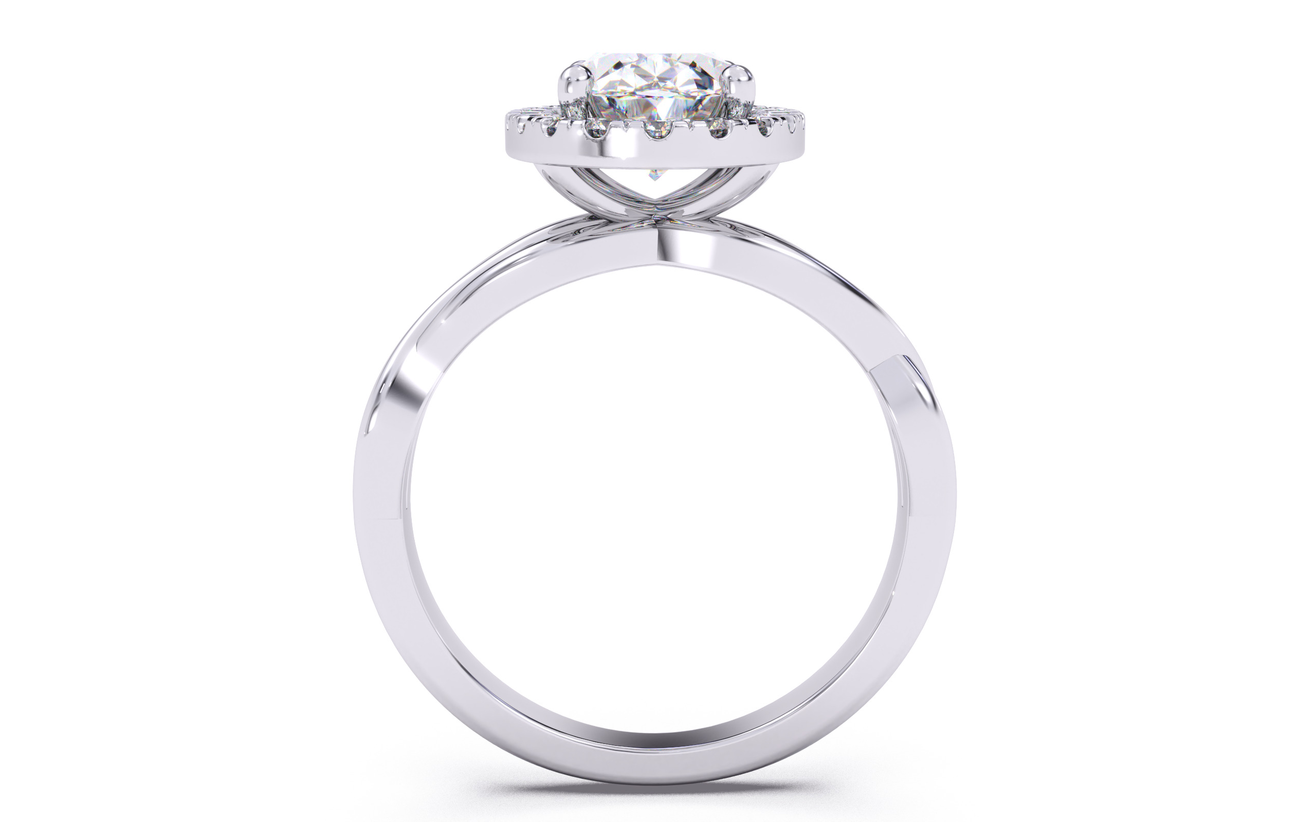 Oval Diamond Halo Setting Solitaire Ring 3D print model_8