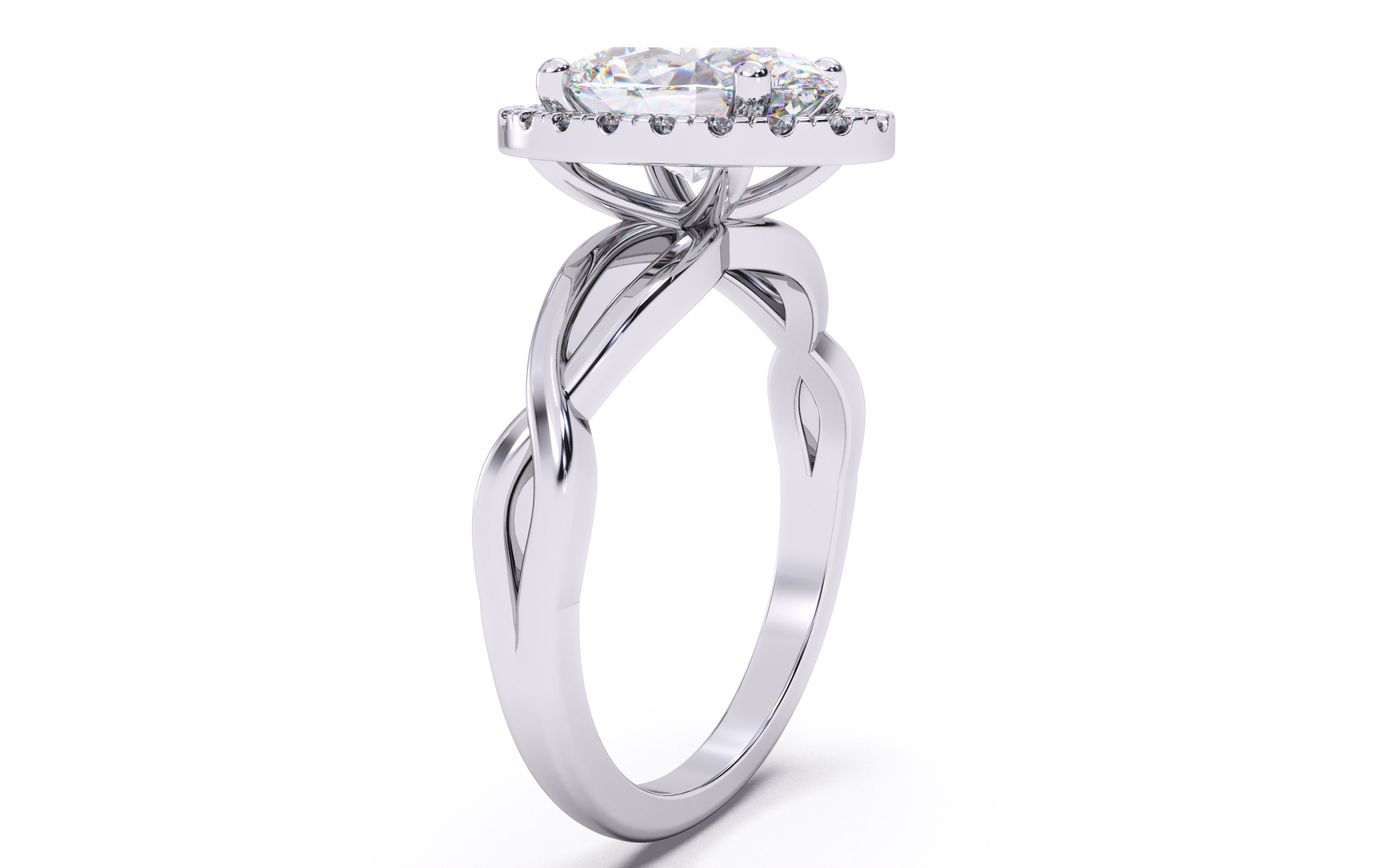 Oval Diamond Halo Setting Solitaire Ring 3D print model_19