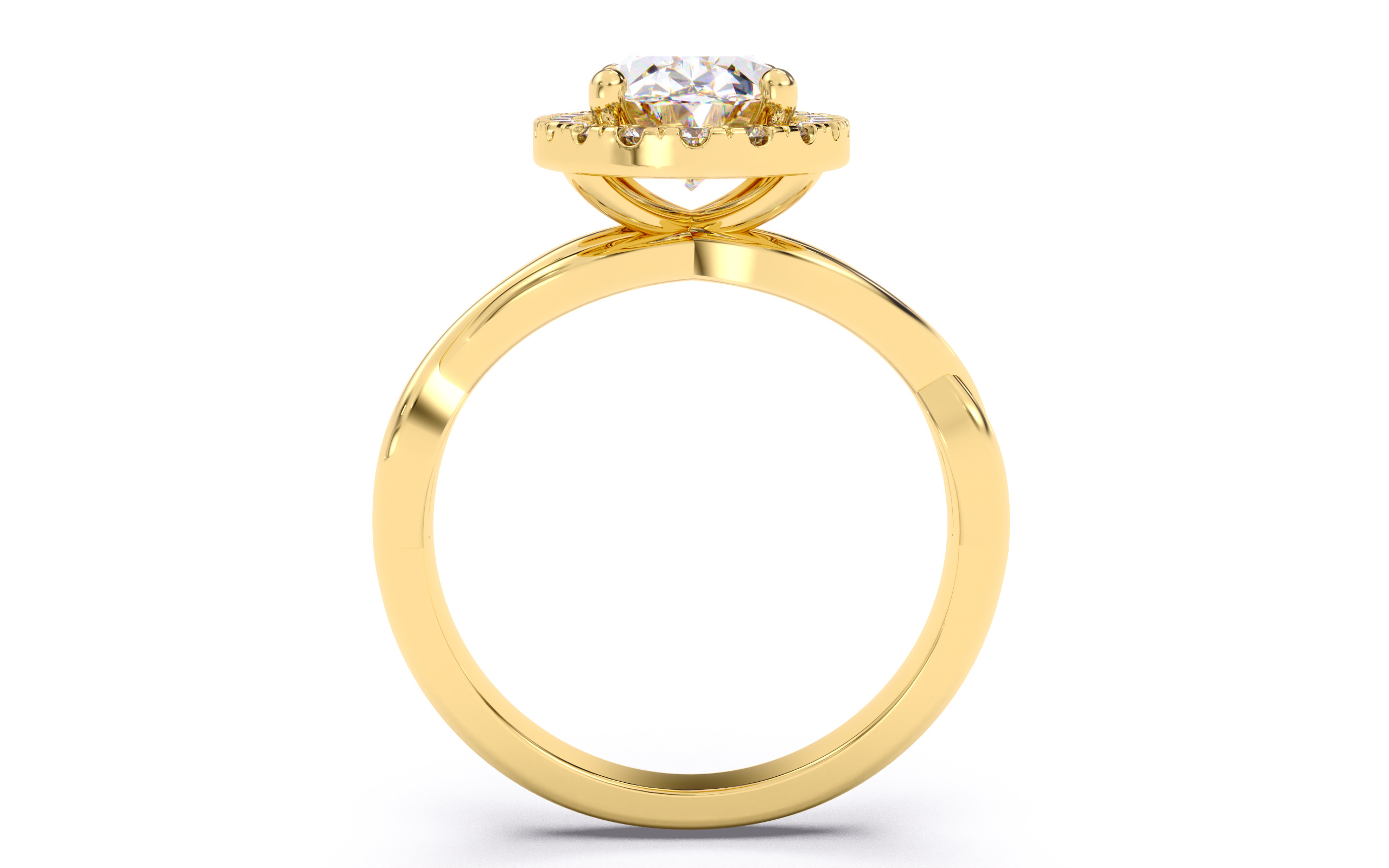 Oval Diamond Halo Setting Solitaire Ring 3D print model_11