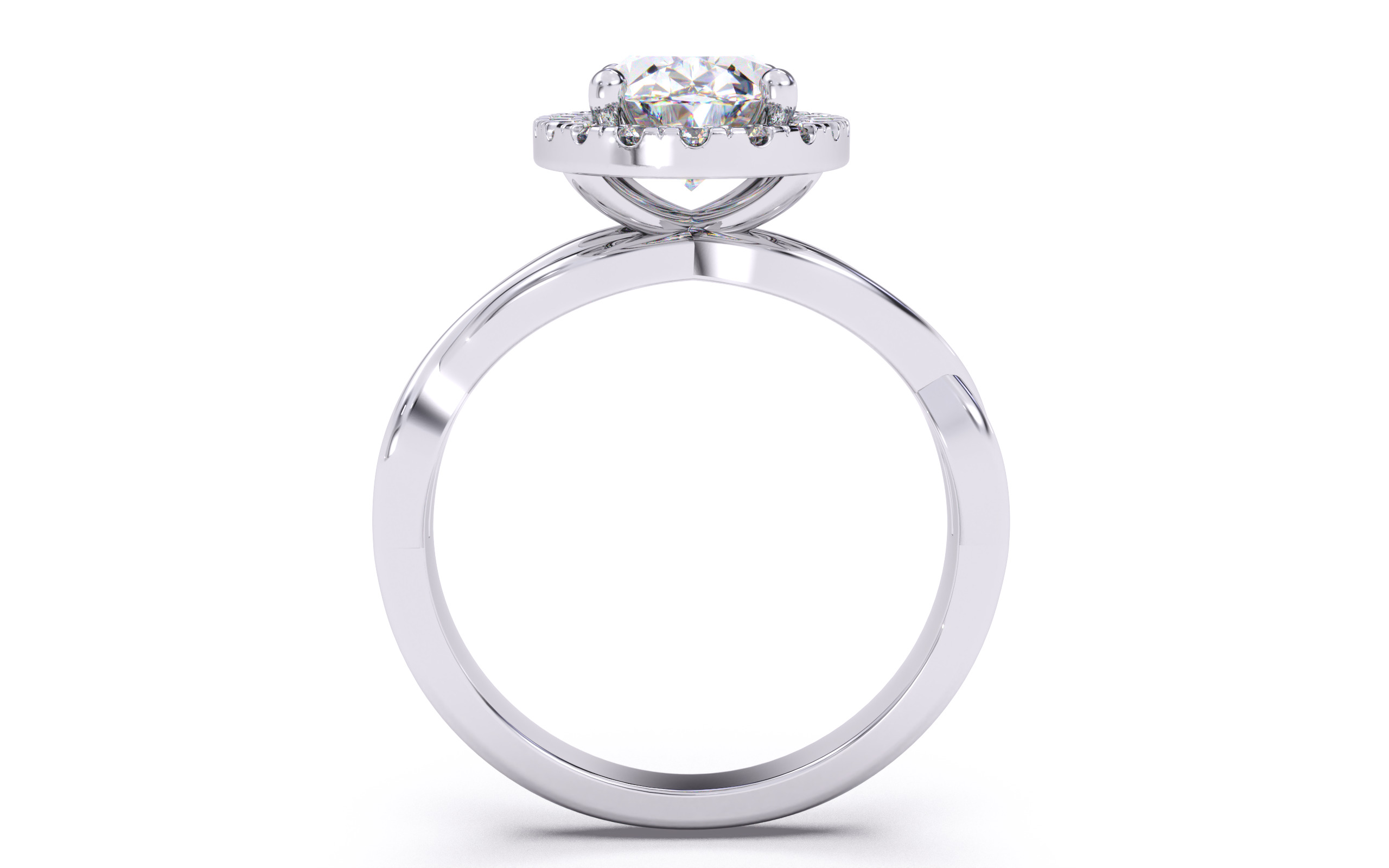 Oval Diamond Halo Setting Solitaire Ring 3D print model_9