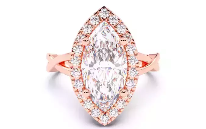 Marquise Diamond Halo Setting Solitaire Ring  3D print model