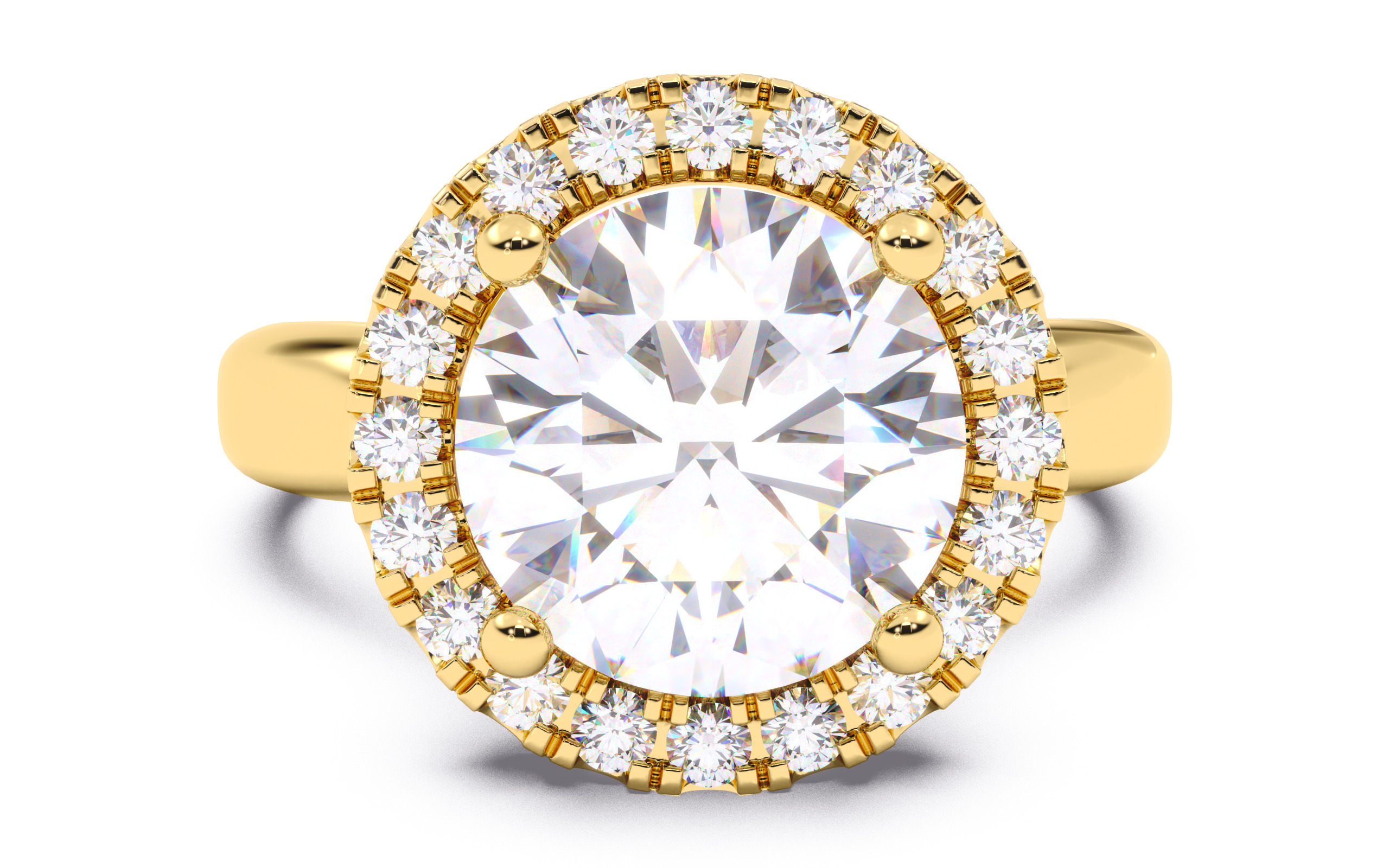 Round Diamond Halo Setting Solitaire Ring  3D print model_12