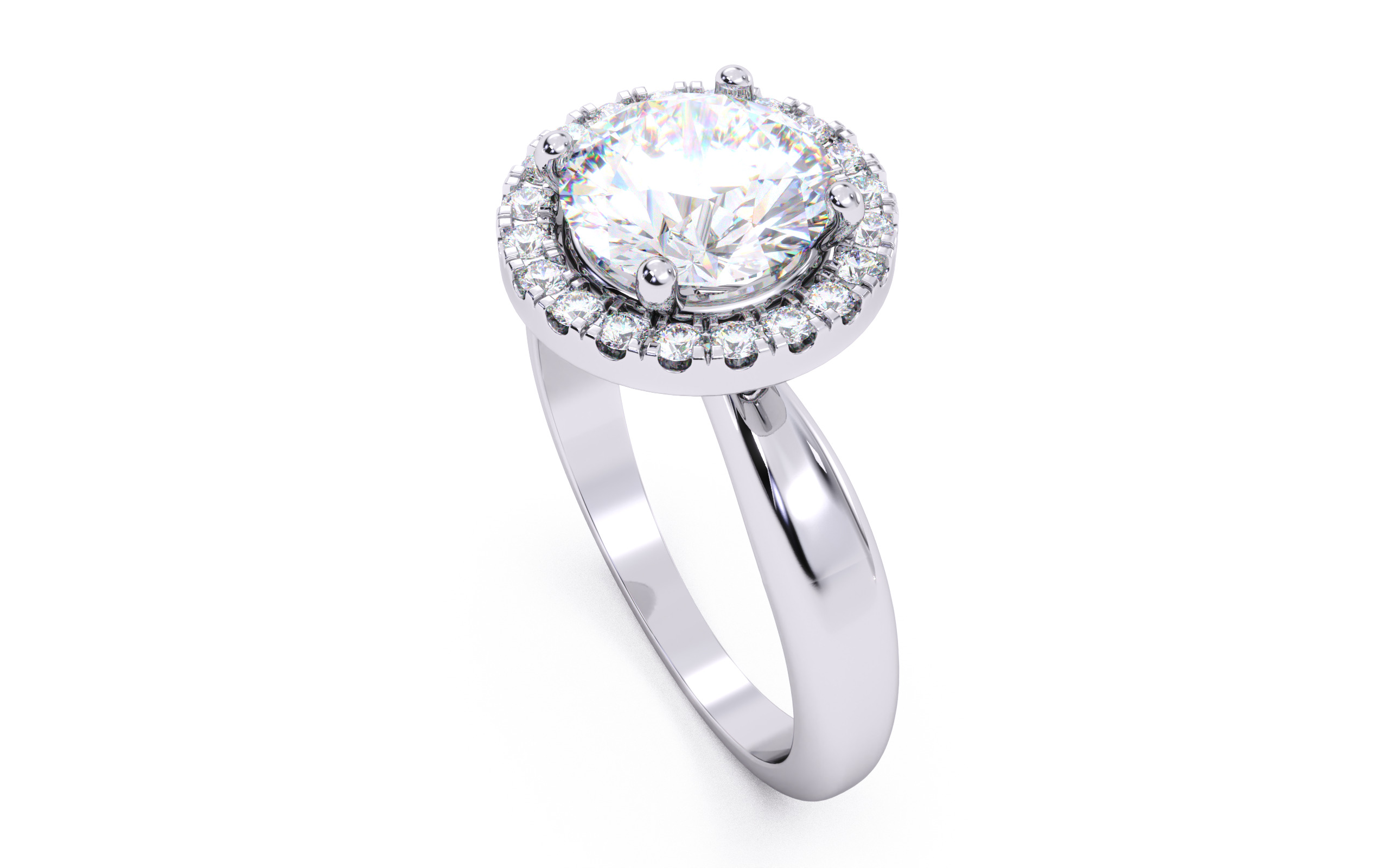 Round Diamond Halo Setting Solitaire Ring  3D print model_24
