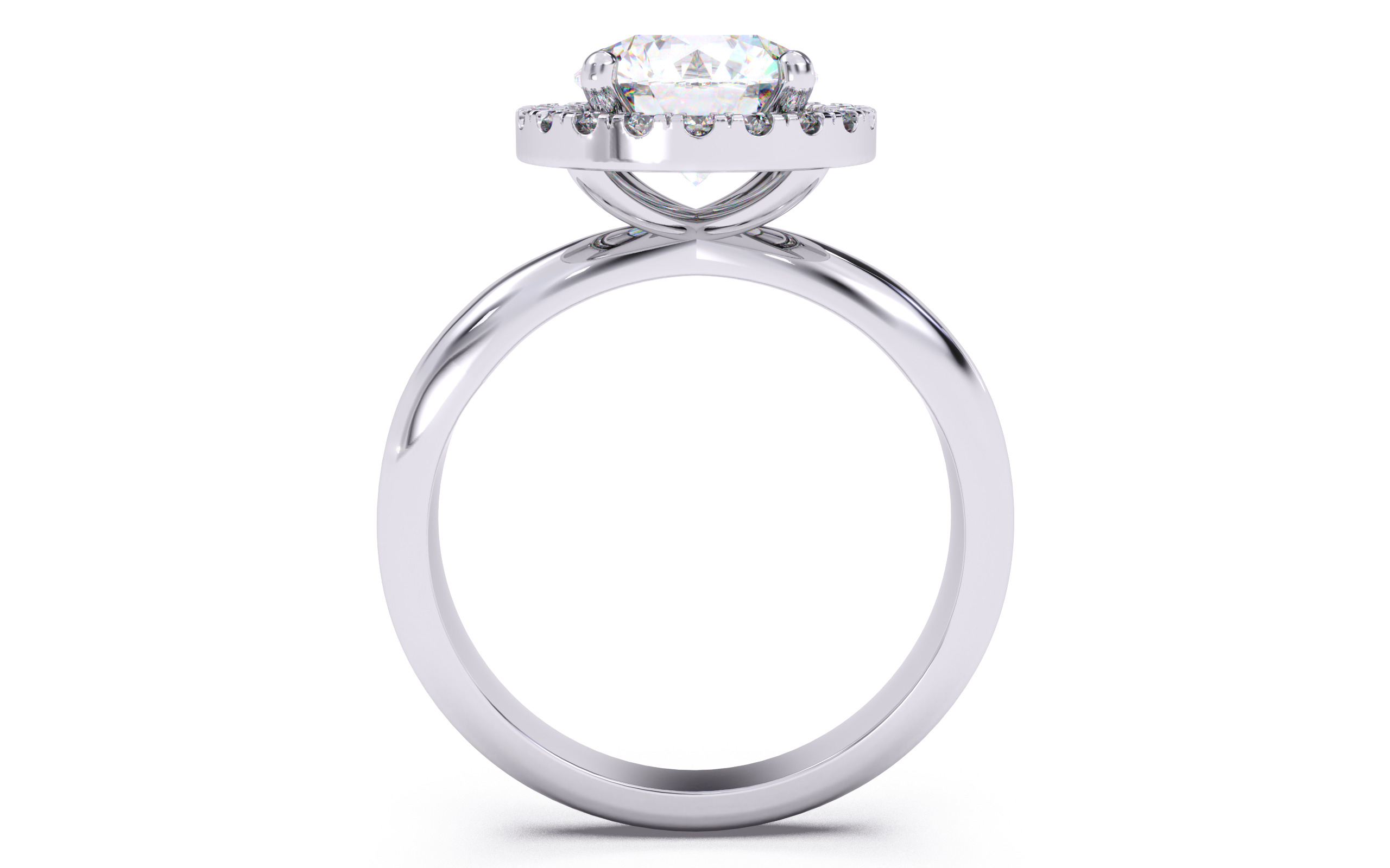 Round Diamond Halo Setting Solitaire Ring  3D print model_8