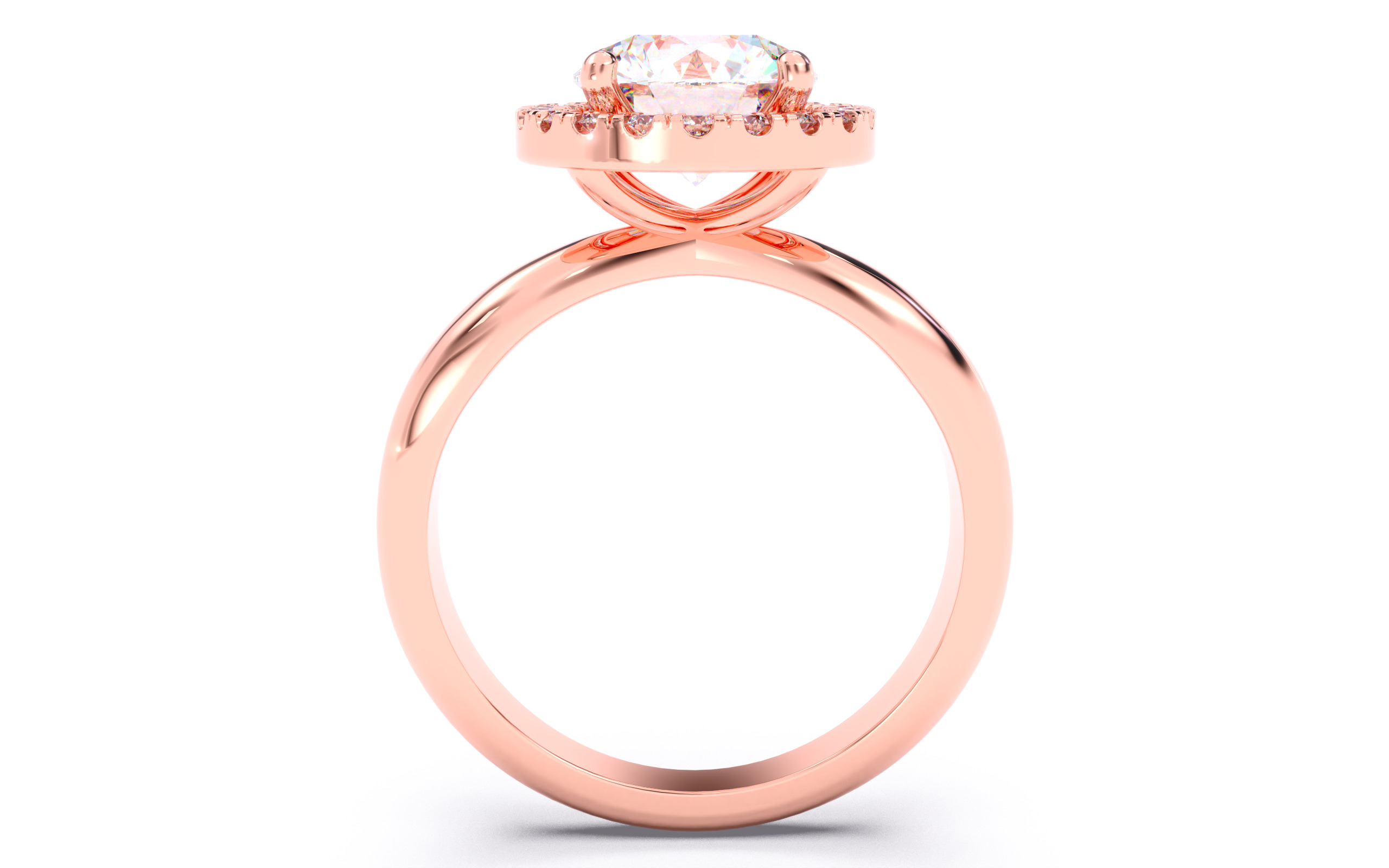Round Diamond Halo Setting Solitaire Ring  3D print model_7