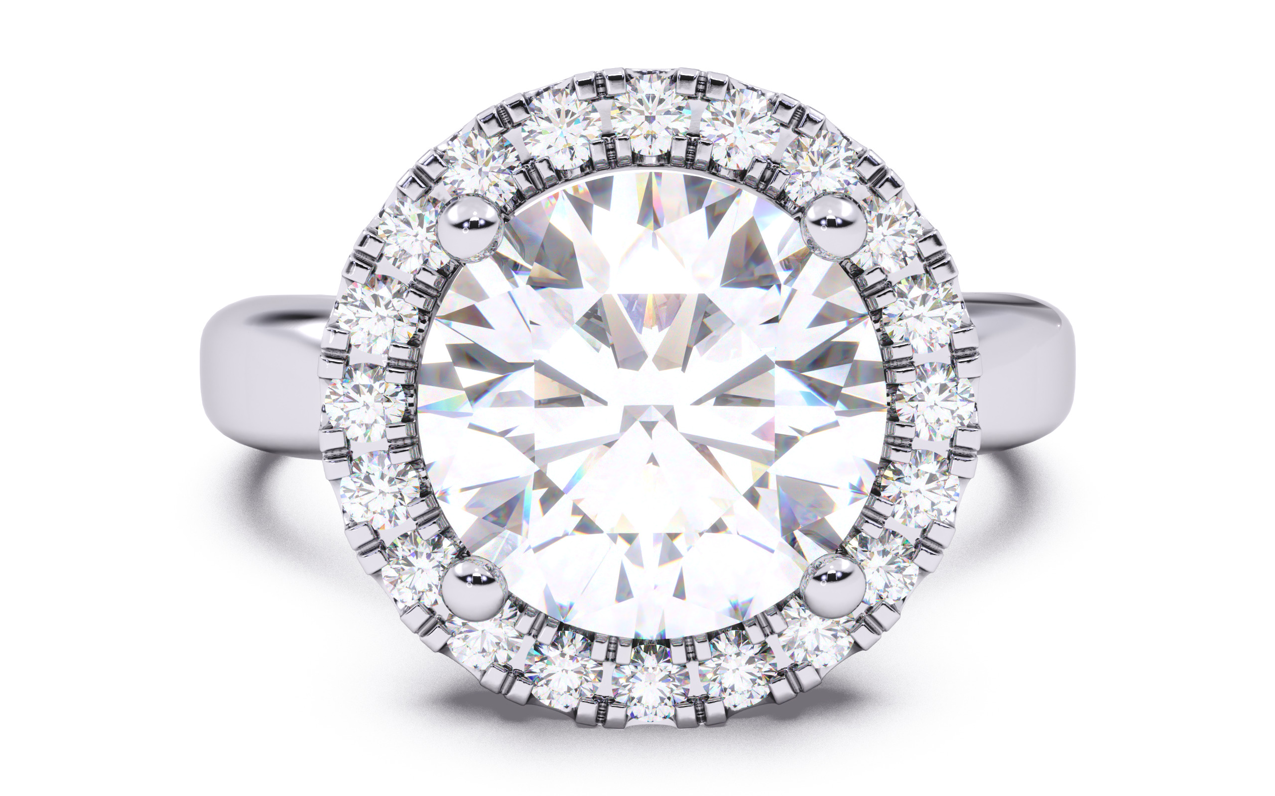 Round Diamond Halo Setting Solitaire Ring  3D print model_15