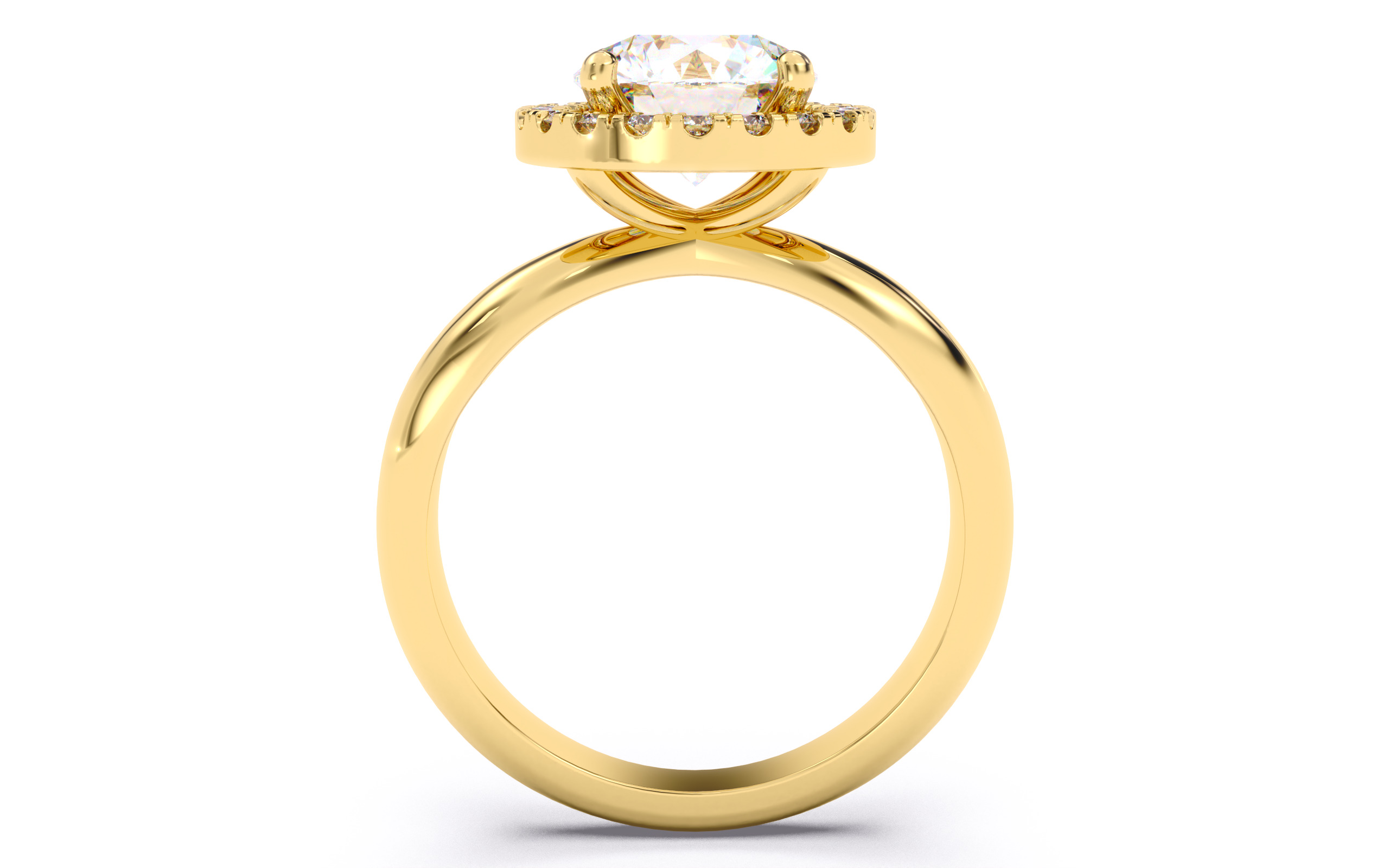 Round Diamond Halo Setting Solitaire Ring  3D print model_11