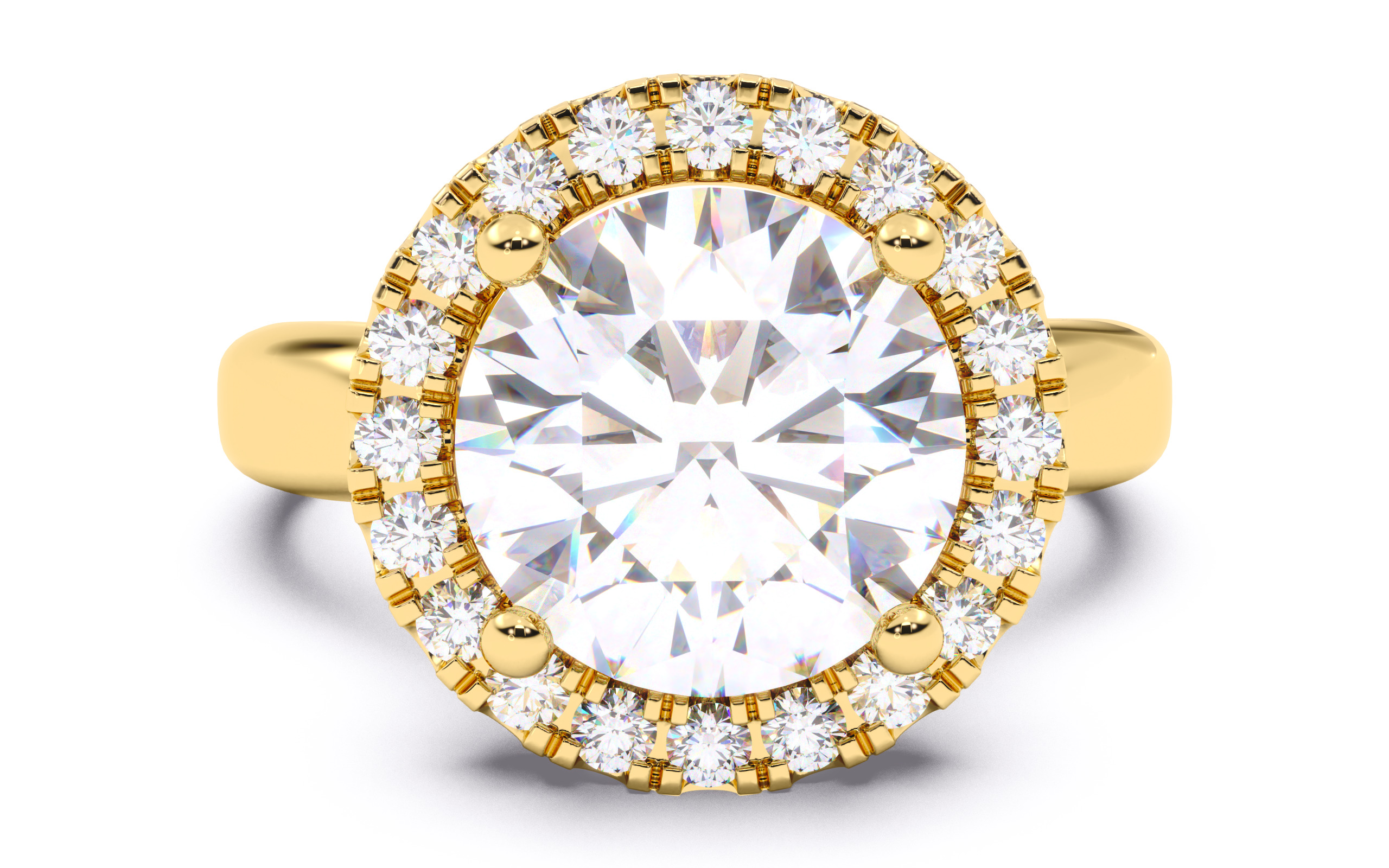Round Diamond Halo Setting Solitaire Ring  3D print model_14