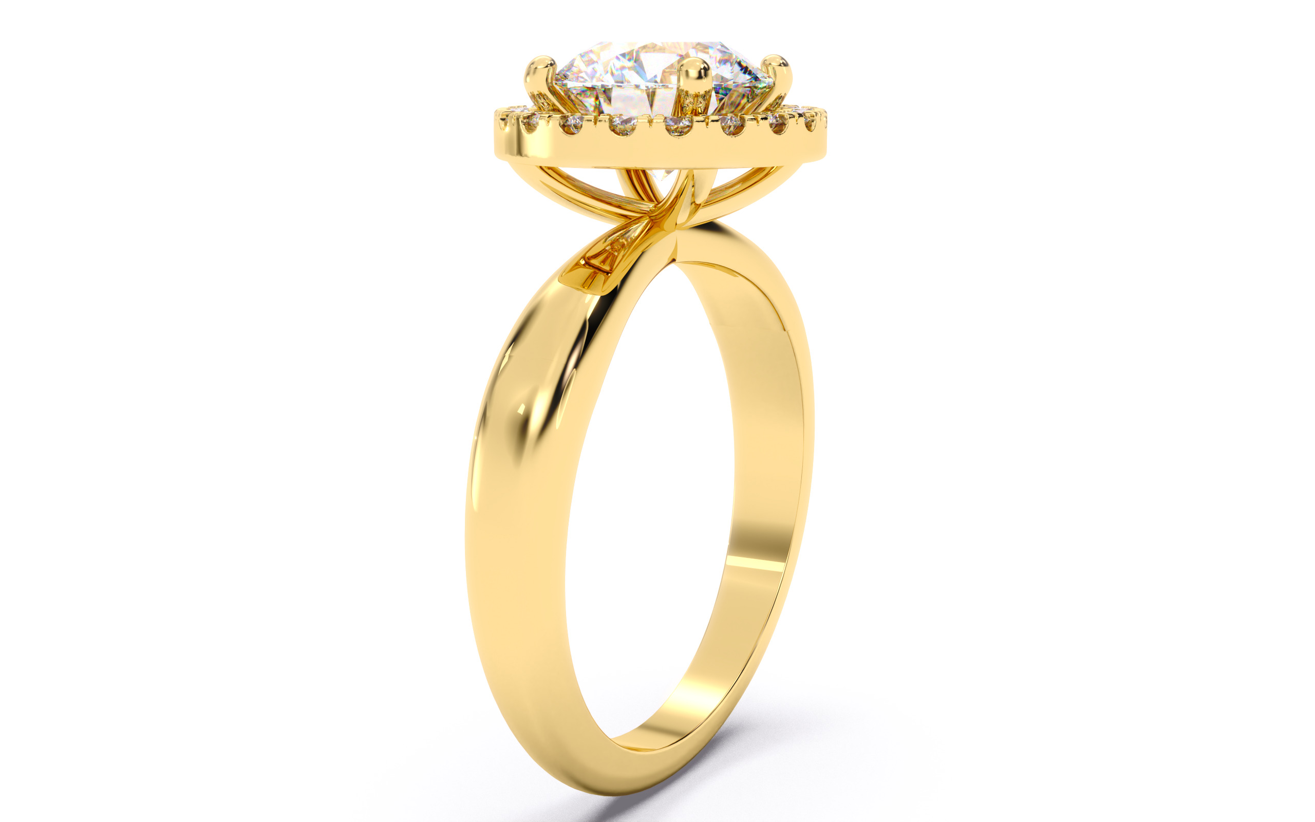 Round Diamond Halo Setting Solitaire Ring  3D print model_21