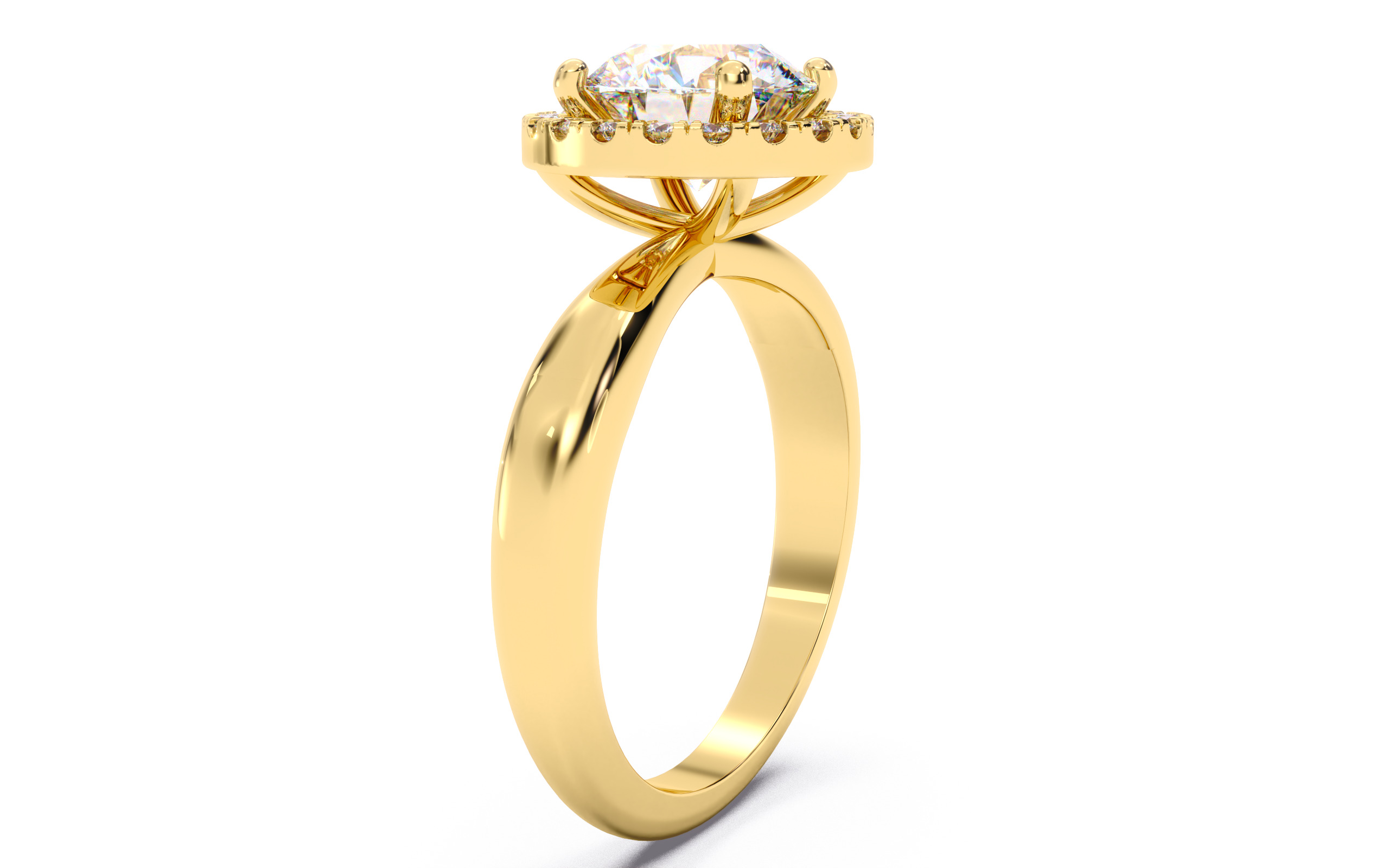 Round Diamond Halo Setting Solitaire Ring  3D print model_20