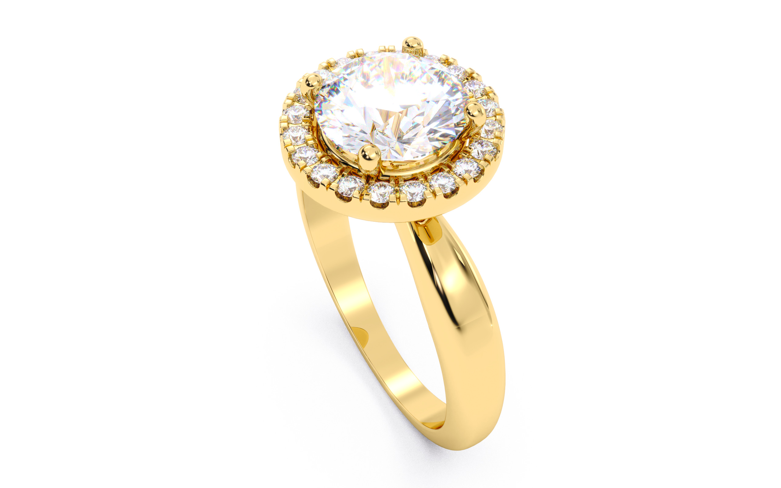 Round Diamond Halo Setting Solitaire Ring  3D print model_22