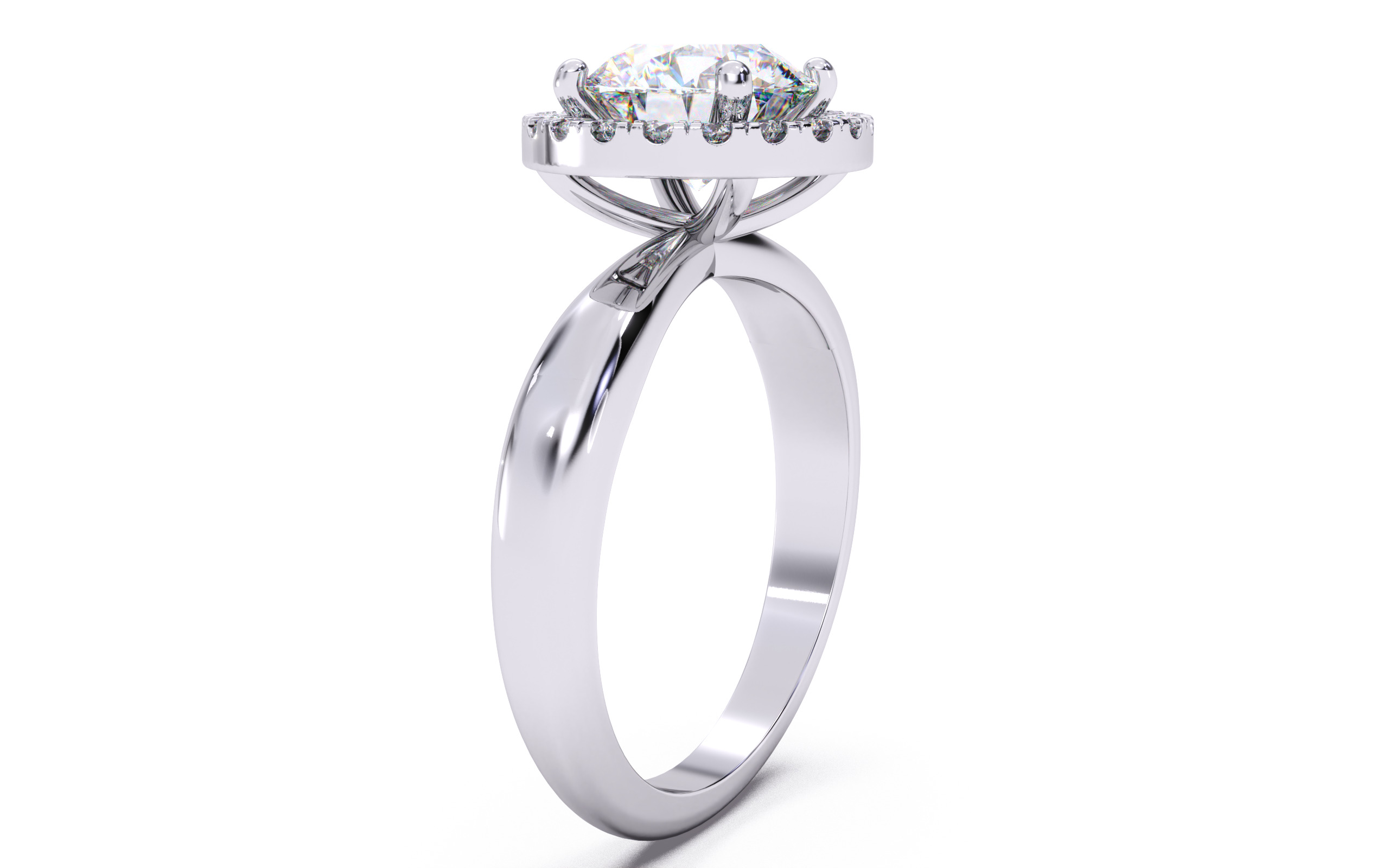 Round Diamond Halo Setting Solitaire Ring  3D print model_18