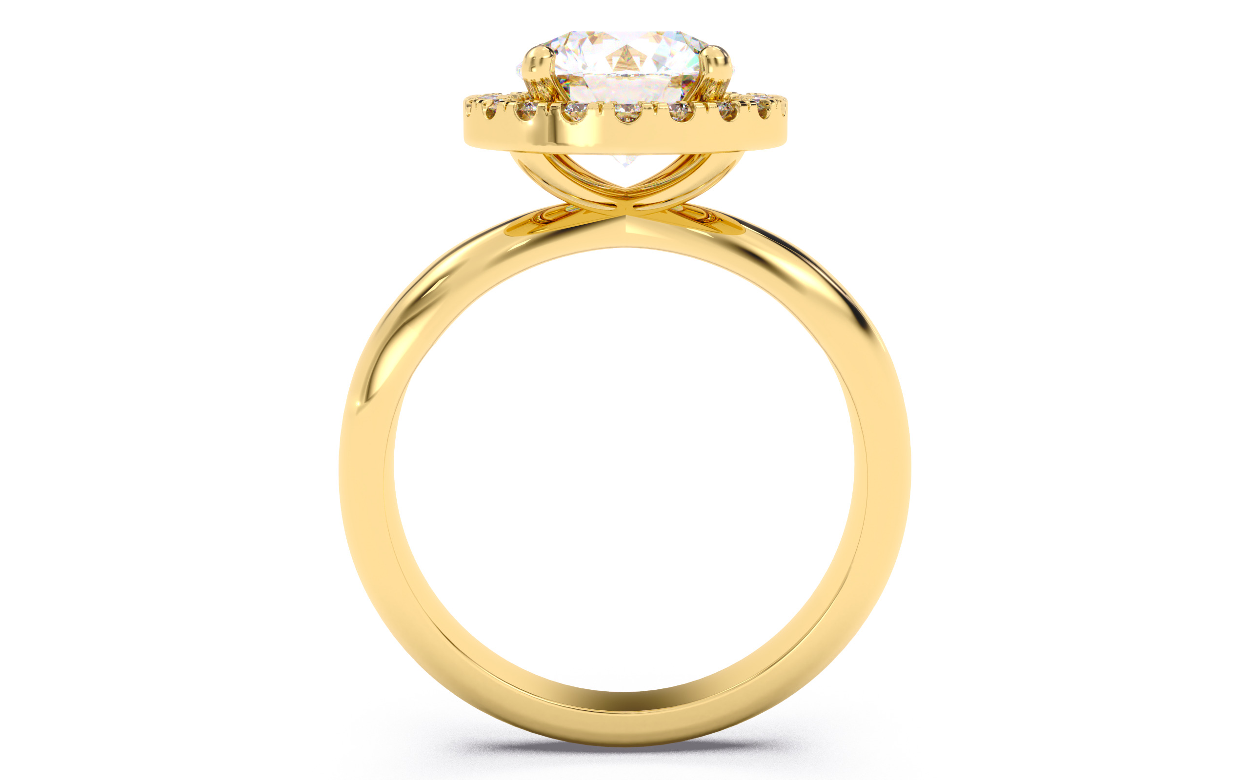 Round Diamond Halo Setting Solitaire Ring  3D print model_10