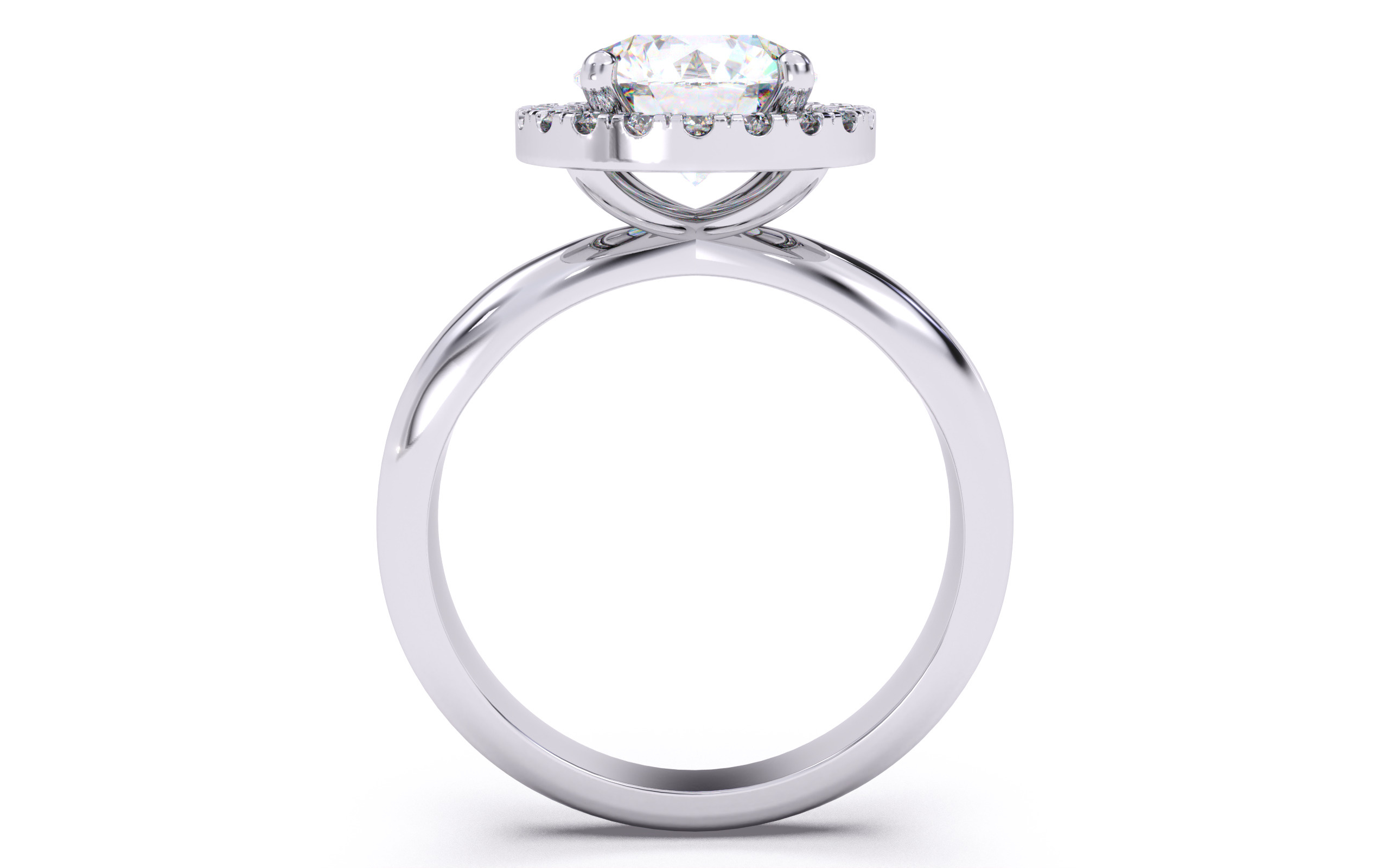 Round Diamond Halo Setting Solitaire Ring  3D print model_9