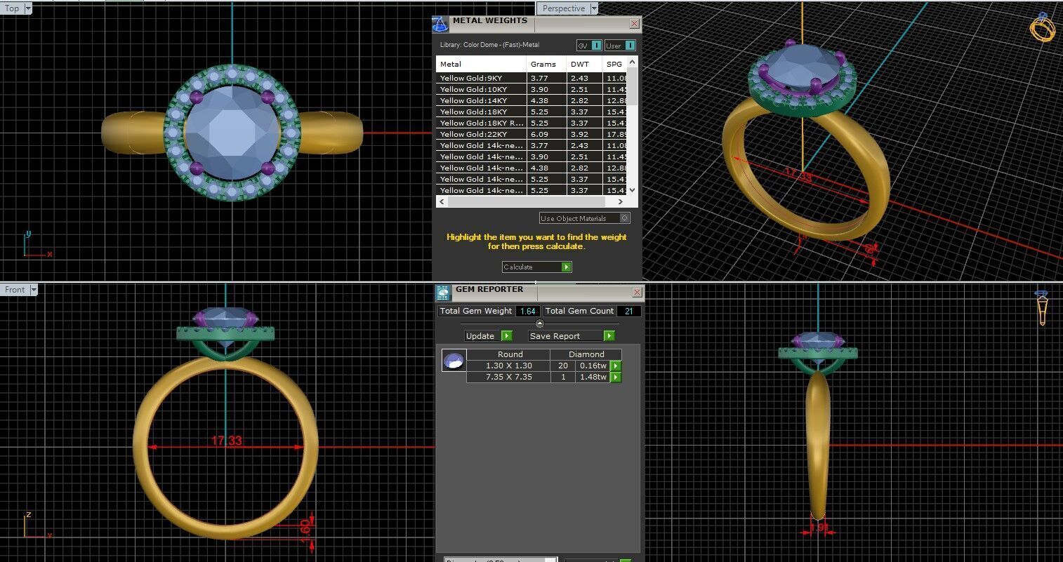 Round Diamond Halo Setting Solitaire Ring  3D print model_25
