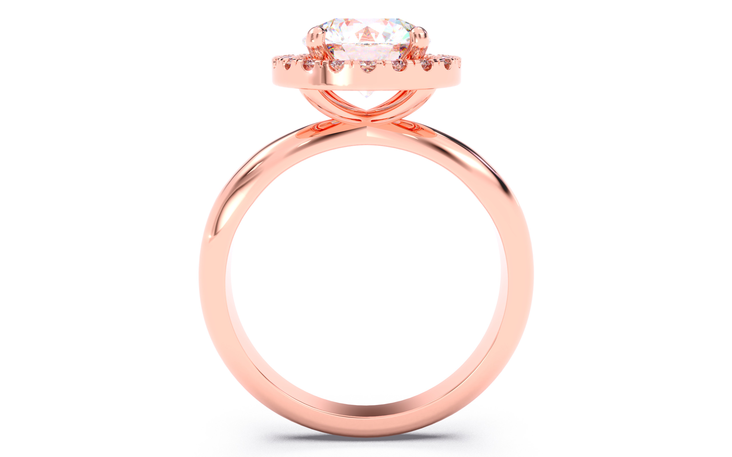 Round Diamond Halo Setting Solitaire Ring  3D print model_6