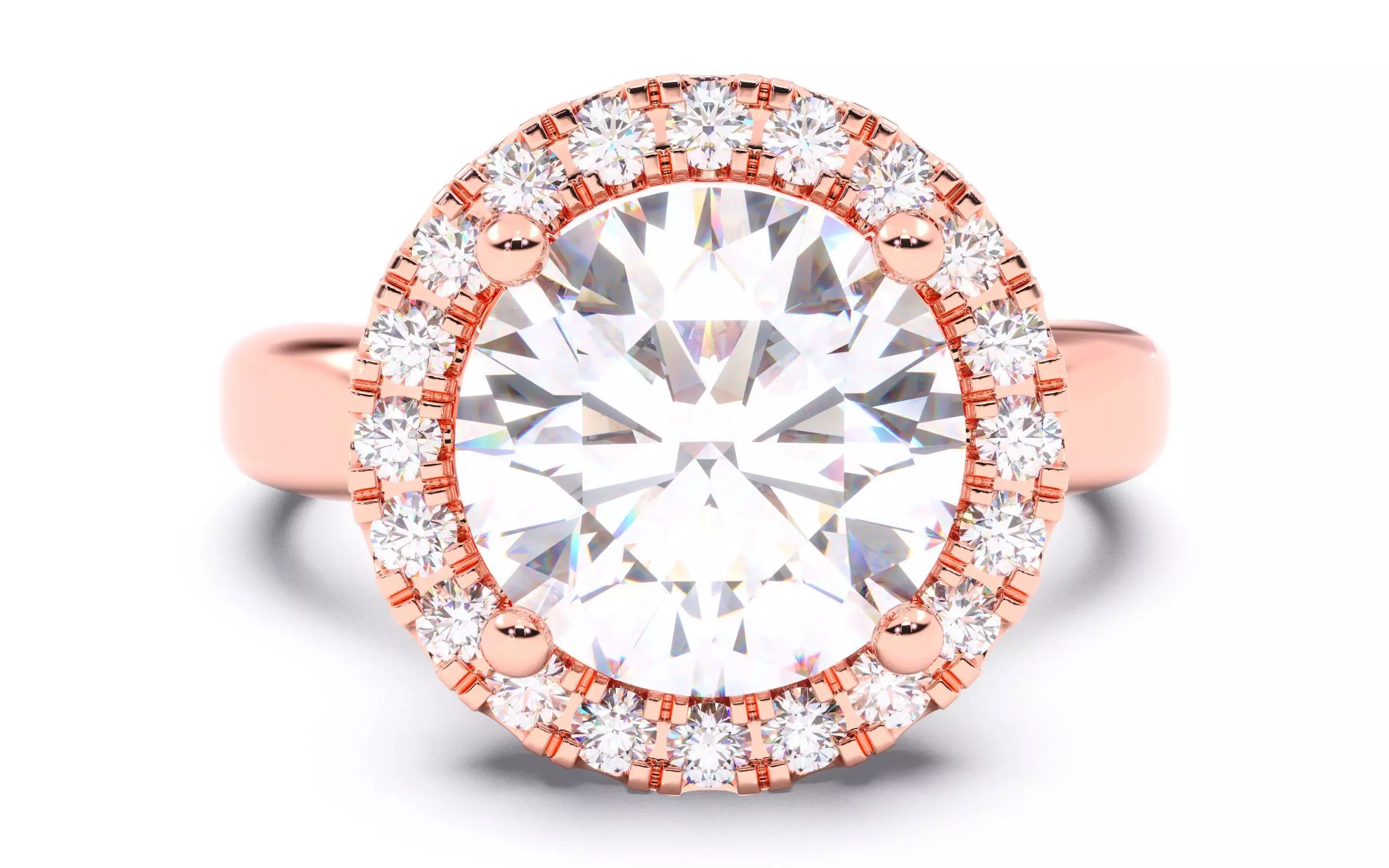 Round Diamond Halo Setting Solitaire Ring  3D print model_0