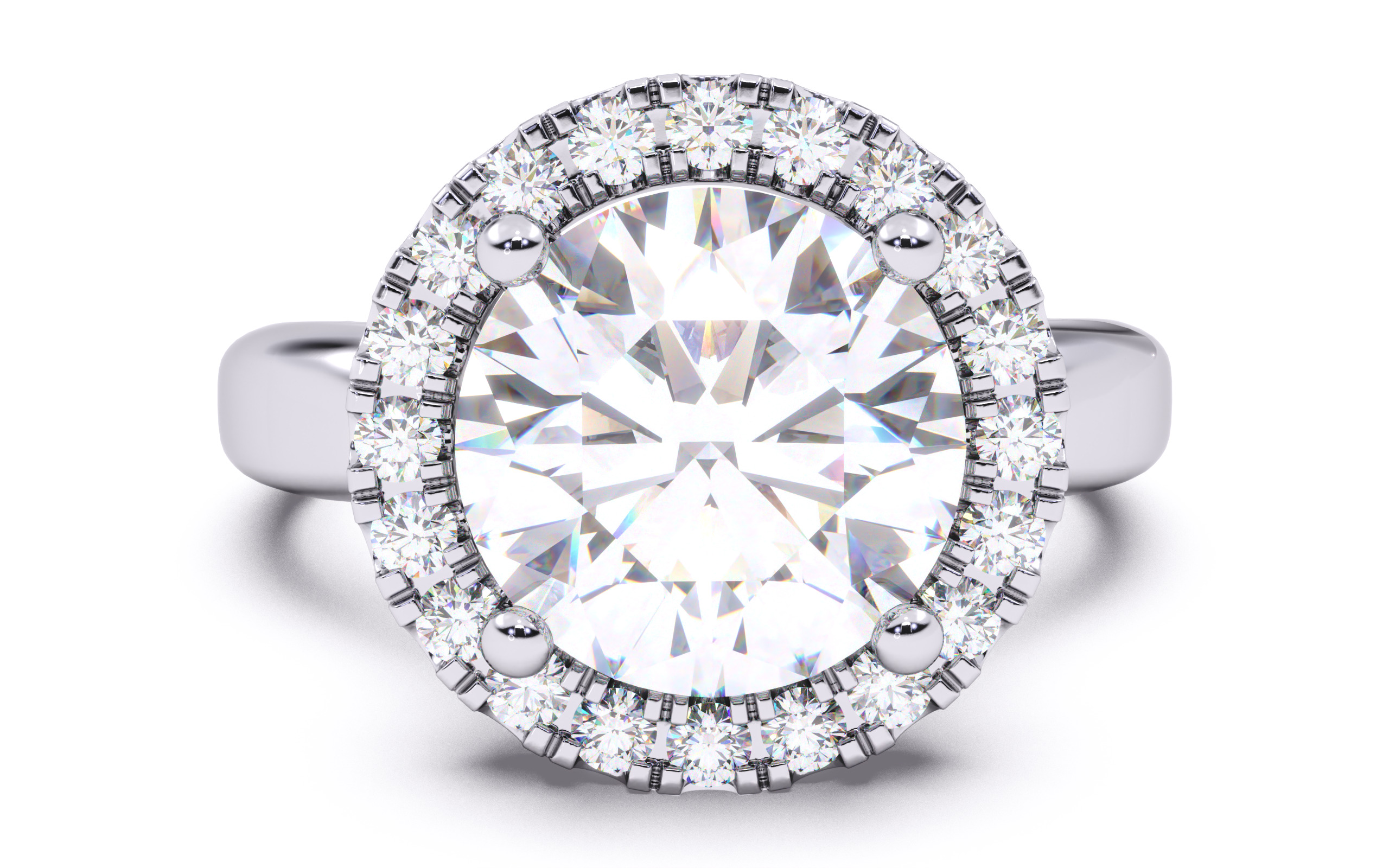 Round Diamond Halo Setting Solitaire Ring  3D print model_16