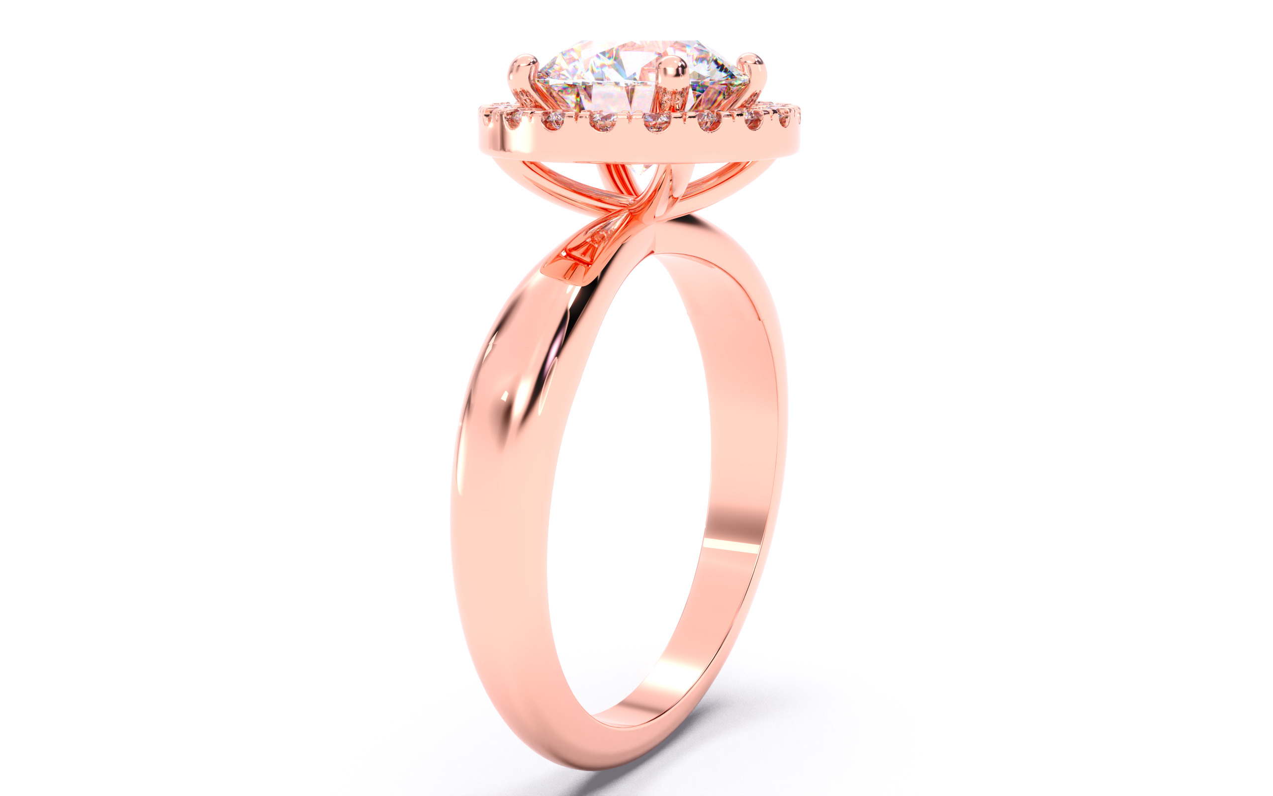 Round Diamond Halo Setting Solitaire Ring  3D print model_13