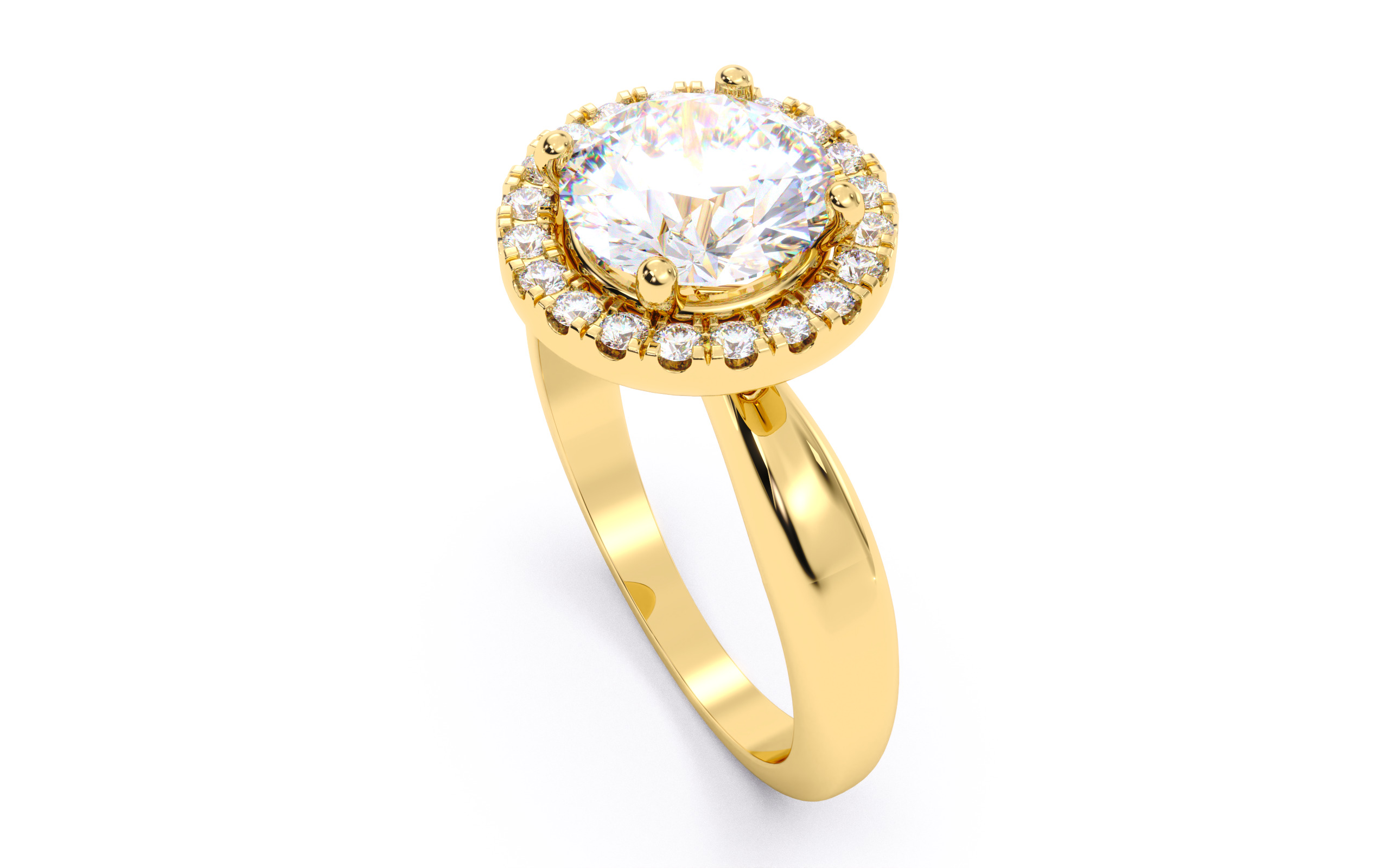 Round Diamond Halo Setting Solitaire Ring  3D print model_23