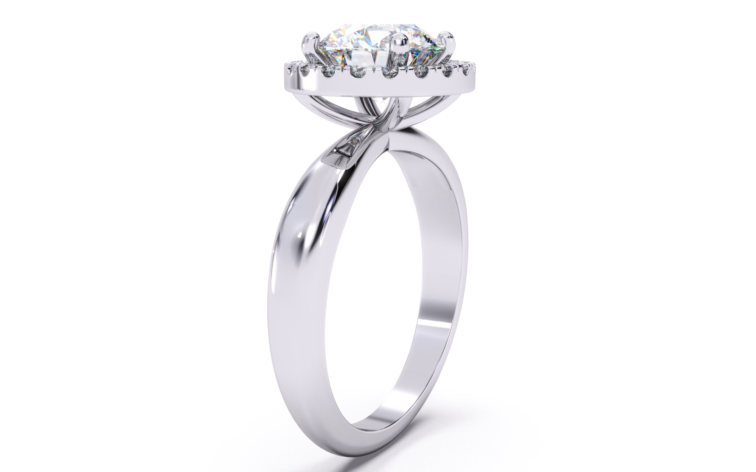 Round Diamond Halo Setting Solitaire Ring  3D print model_19