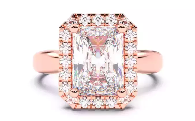 Radiant Diamond Halo Setting Solitaire Ring  3D print model