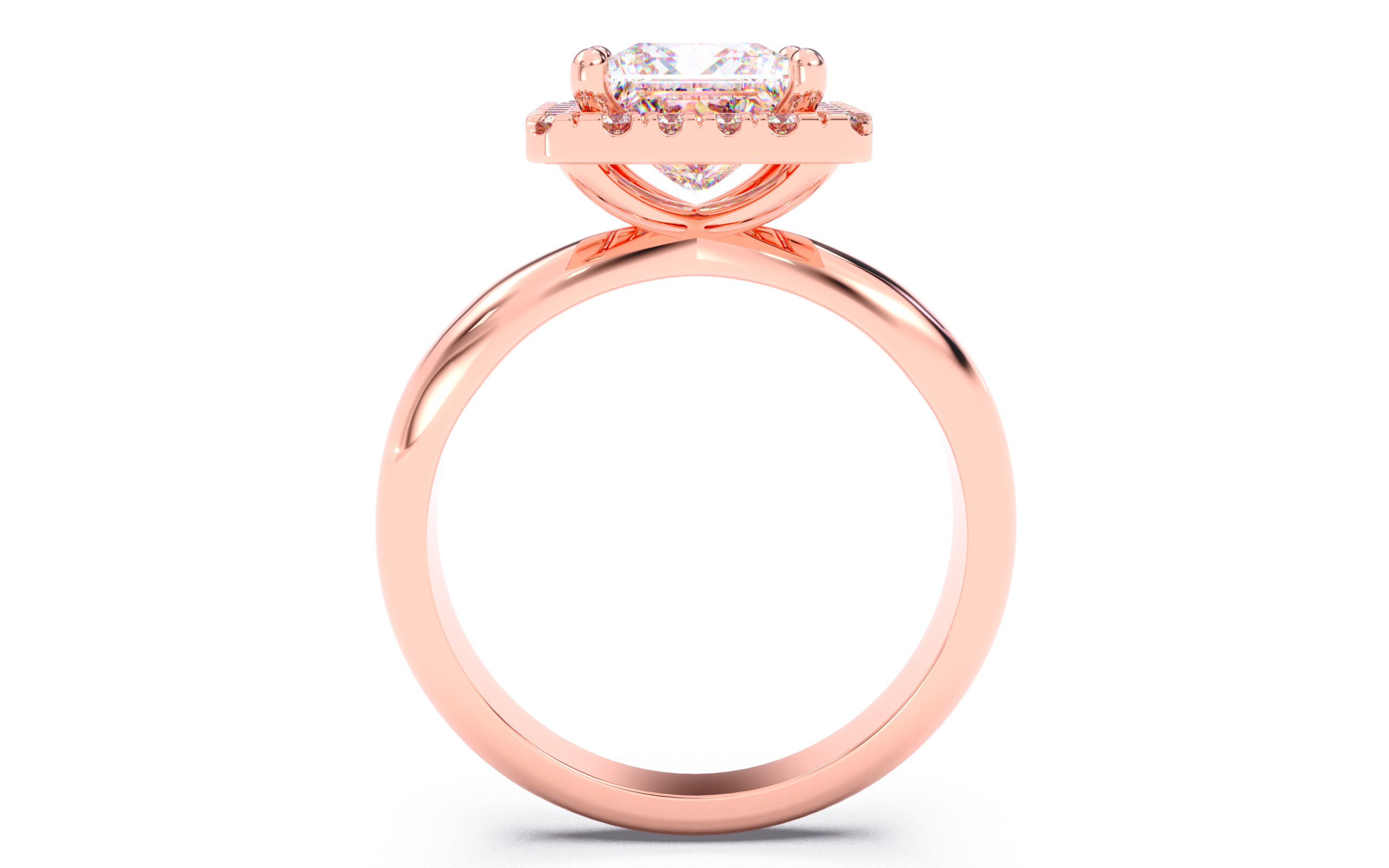 Princess Diamond Halo Setting Solitaire Ring  3D print model_20
